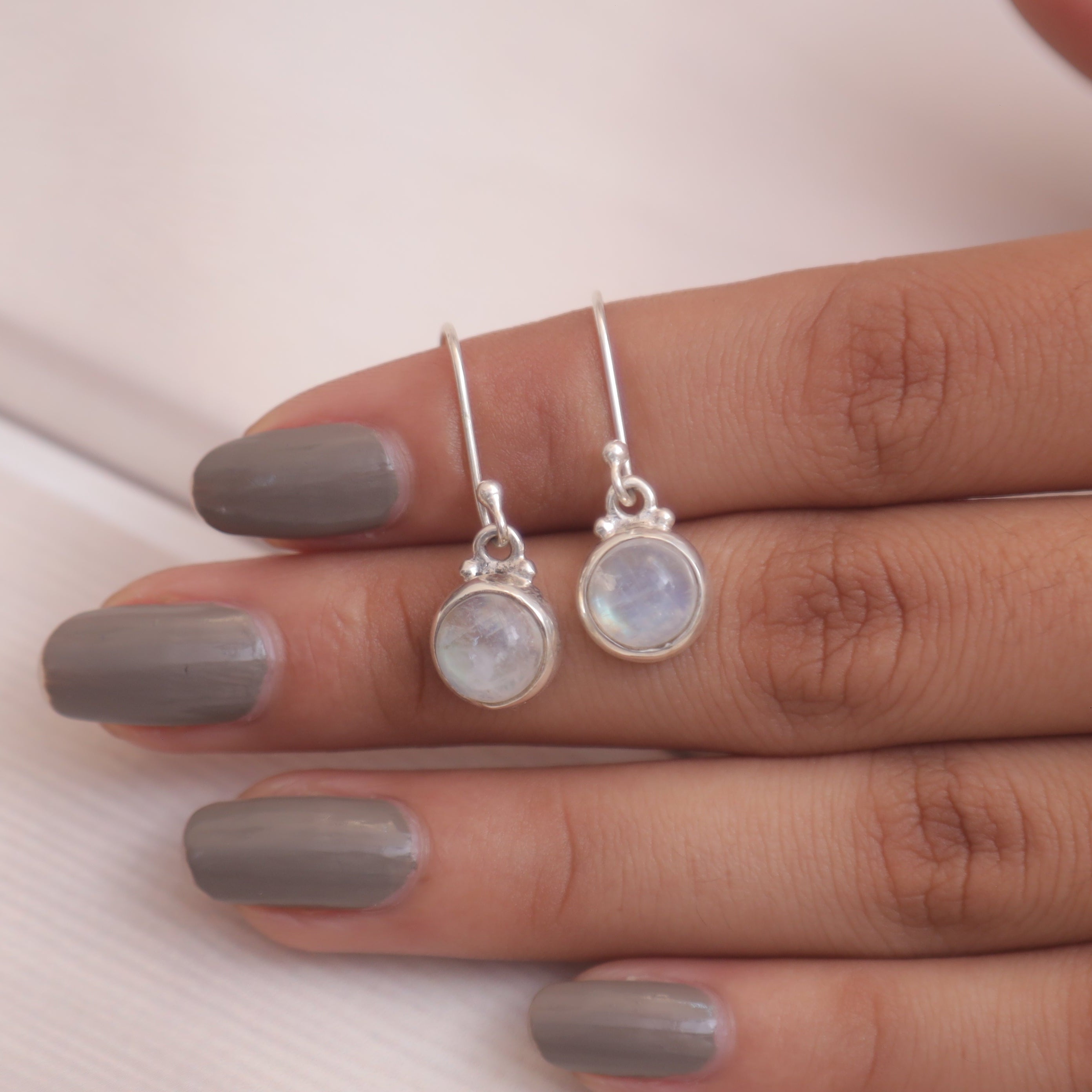 Rainbow Moonstone Sterling Silver Earrings