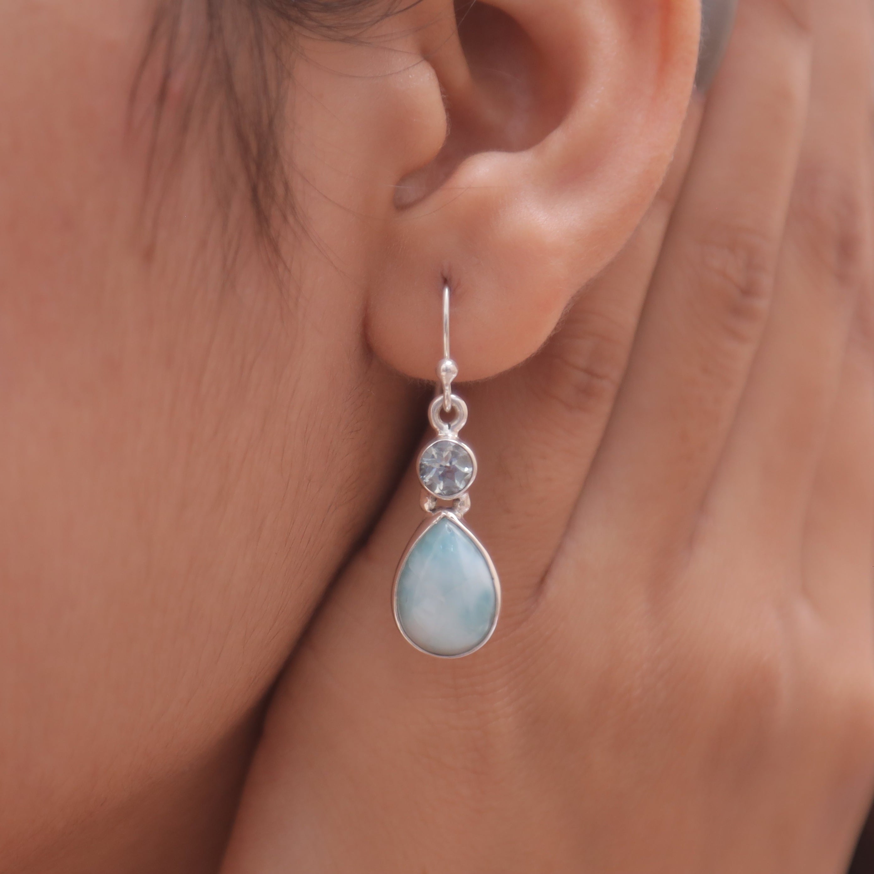 Larimar & Blue Topaz Sterling Silver Earrings