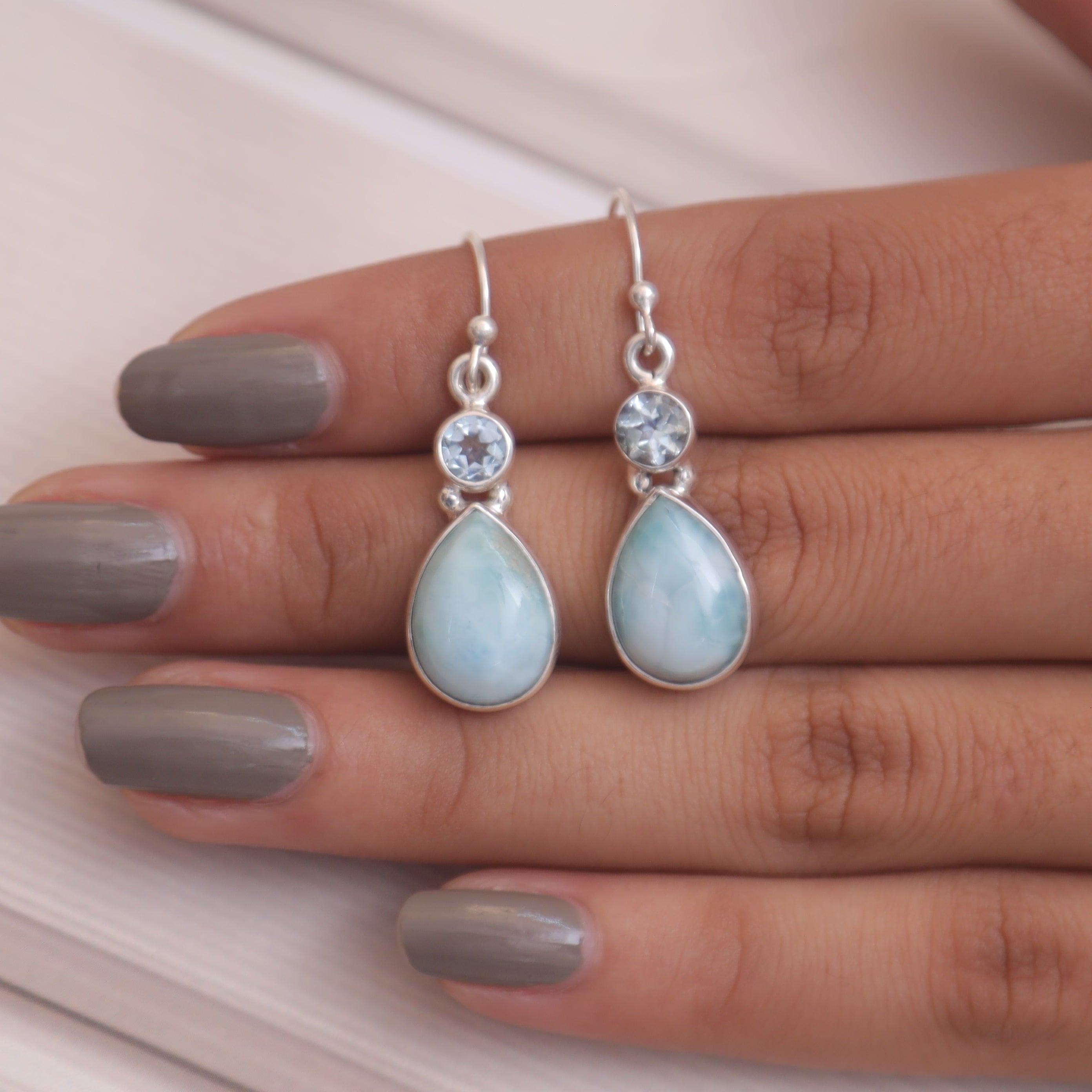 Larimar & Blue Topaz Sterling Silver Earrings