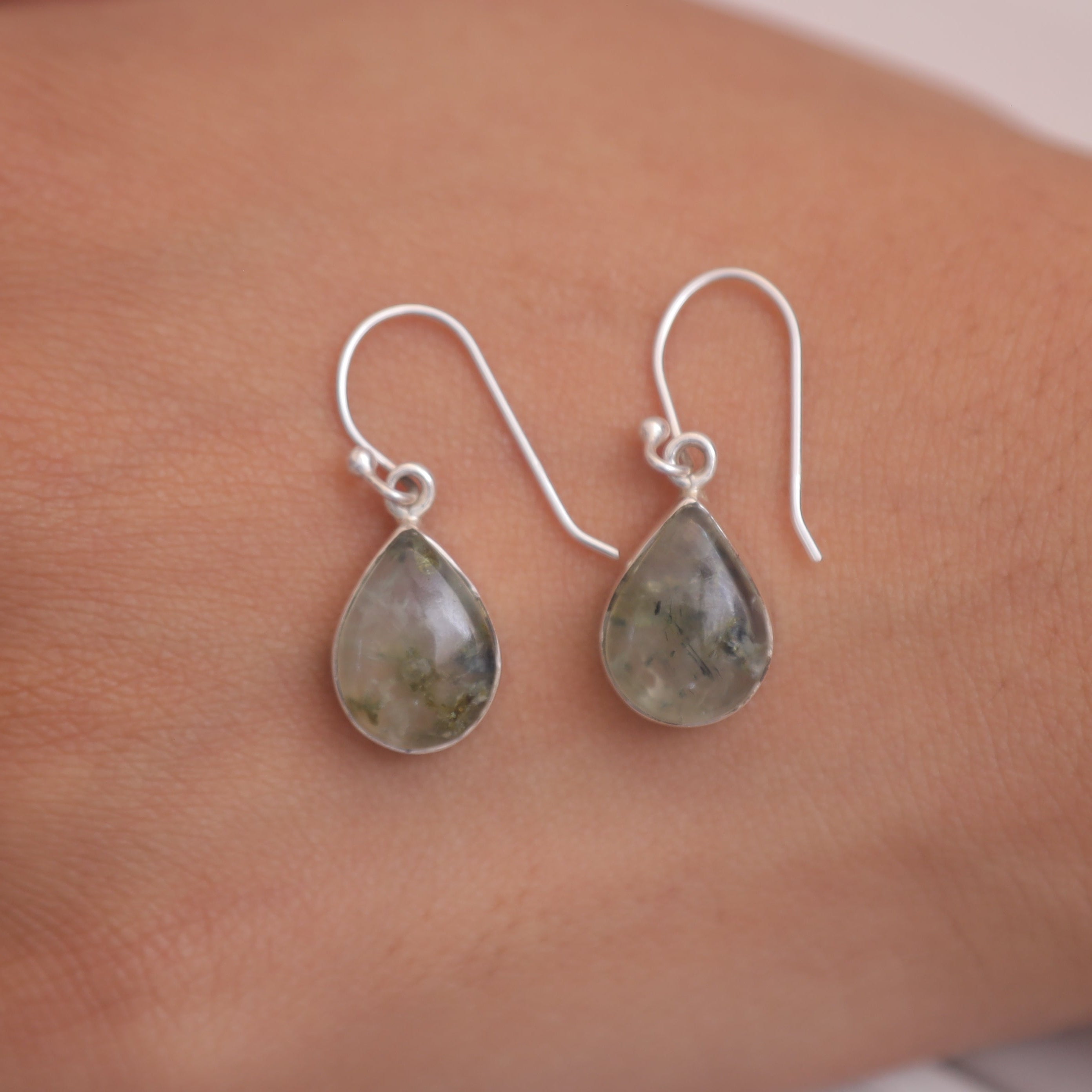 Prehnite Sterling Silver Earrings