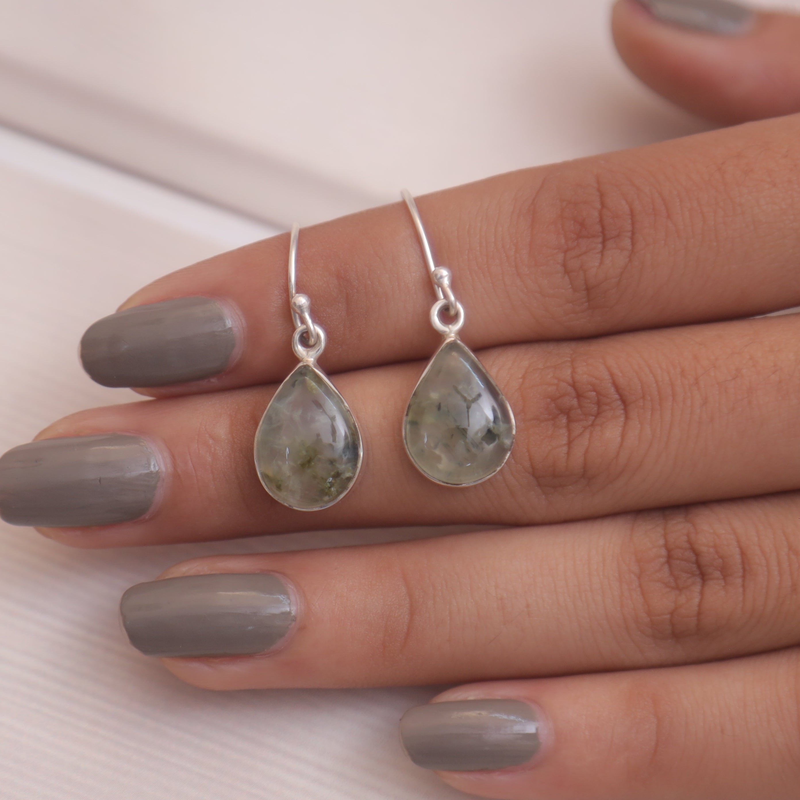Prehnite Sterling Silver Earrings