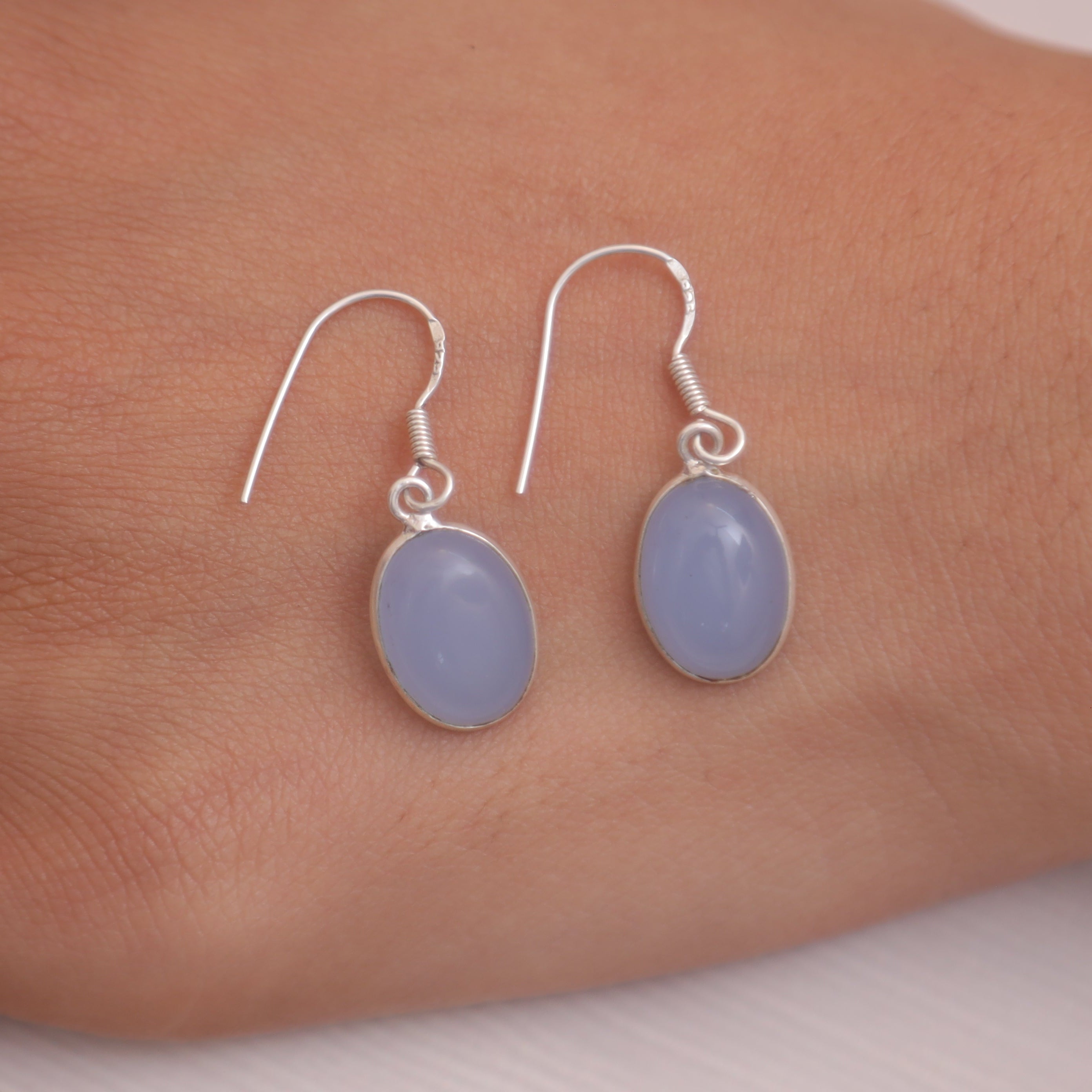 Chalcedony Solid Silver Earrings