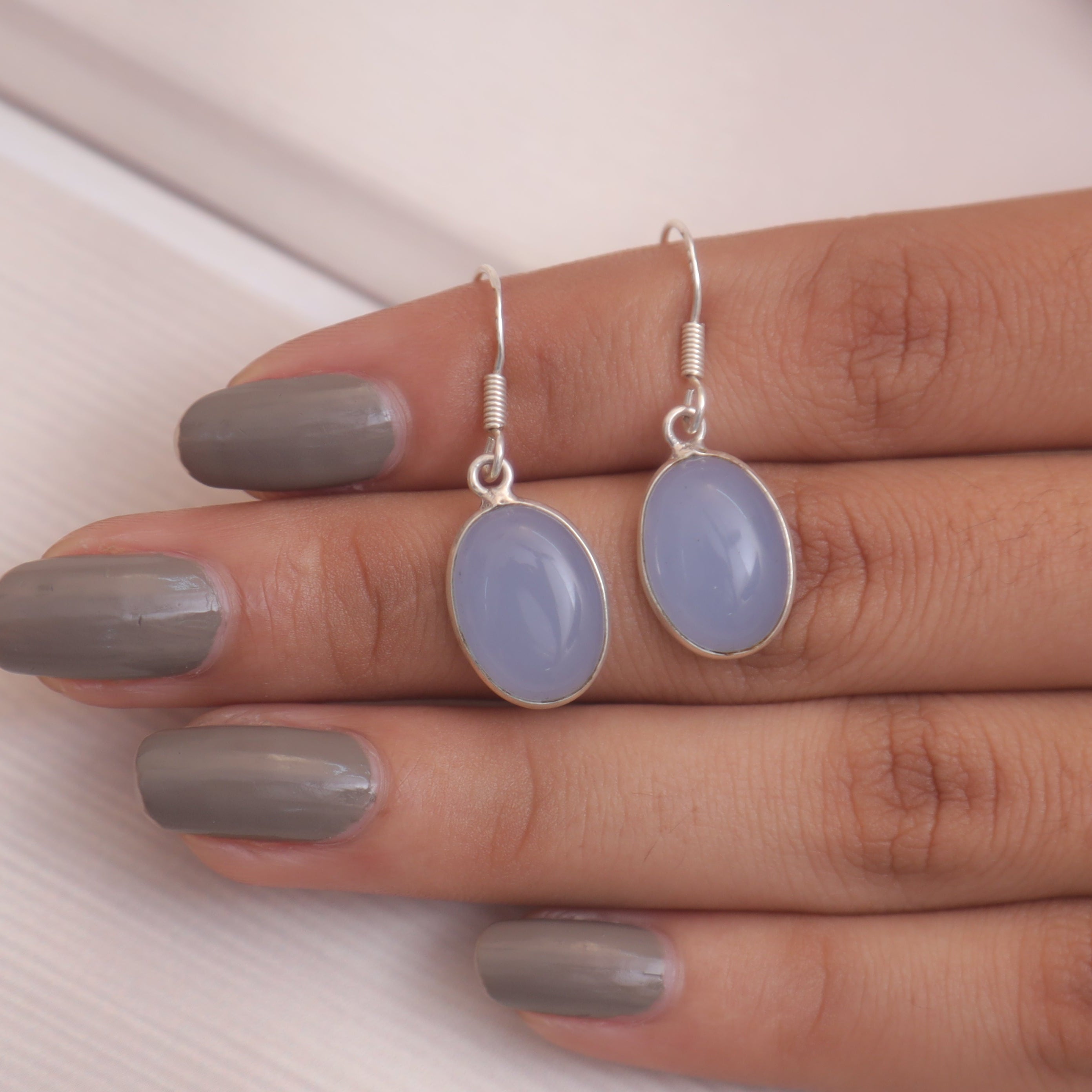Chalcedony Solid Silver Earrings