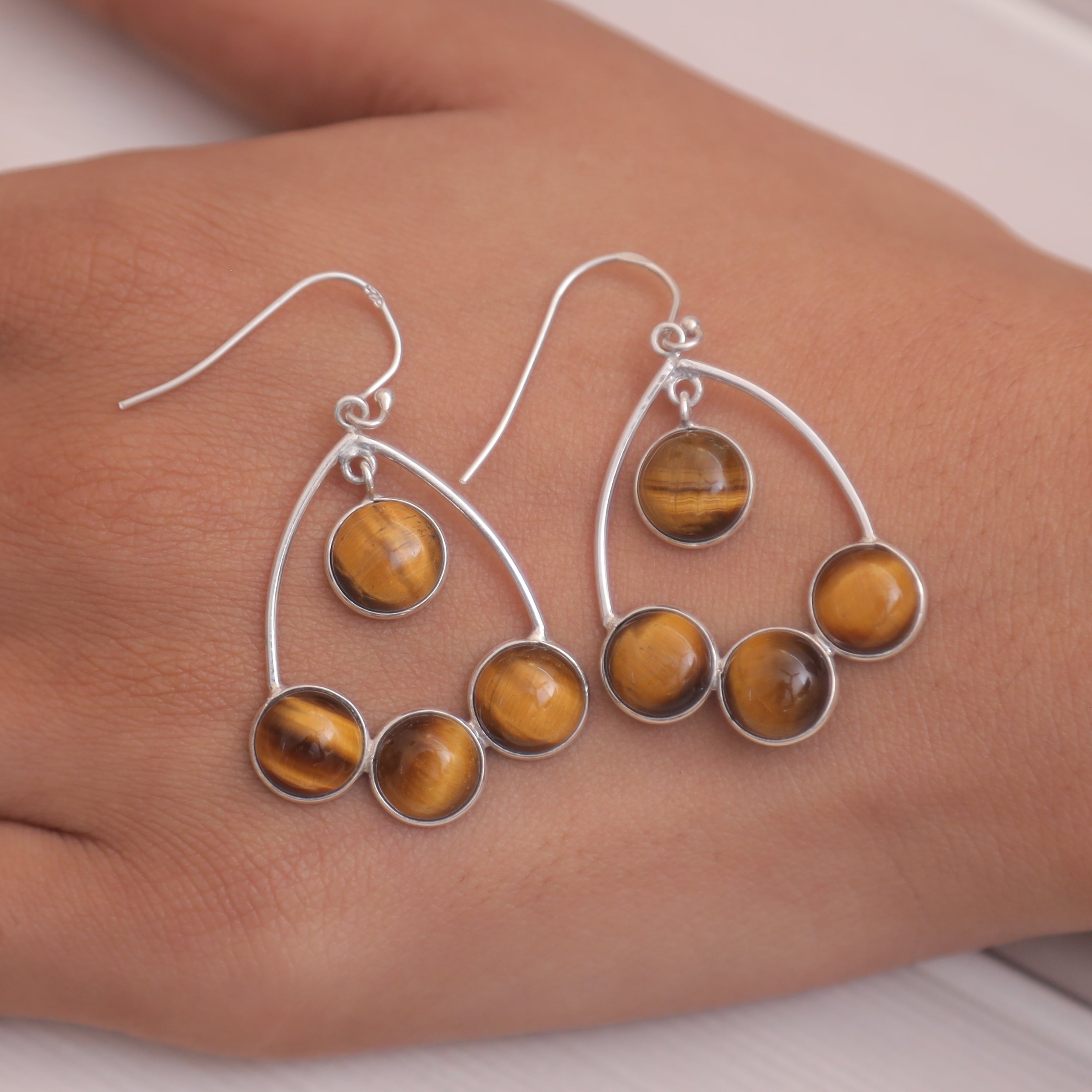 Tiger Eye Sterling Silver Earrings
