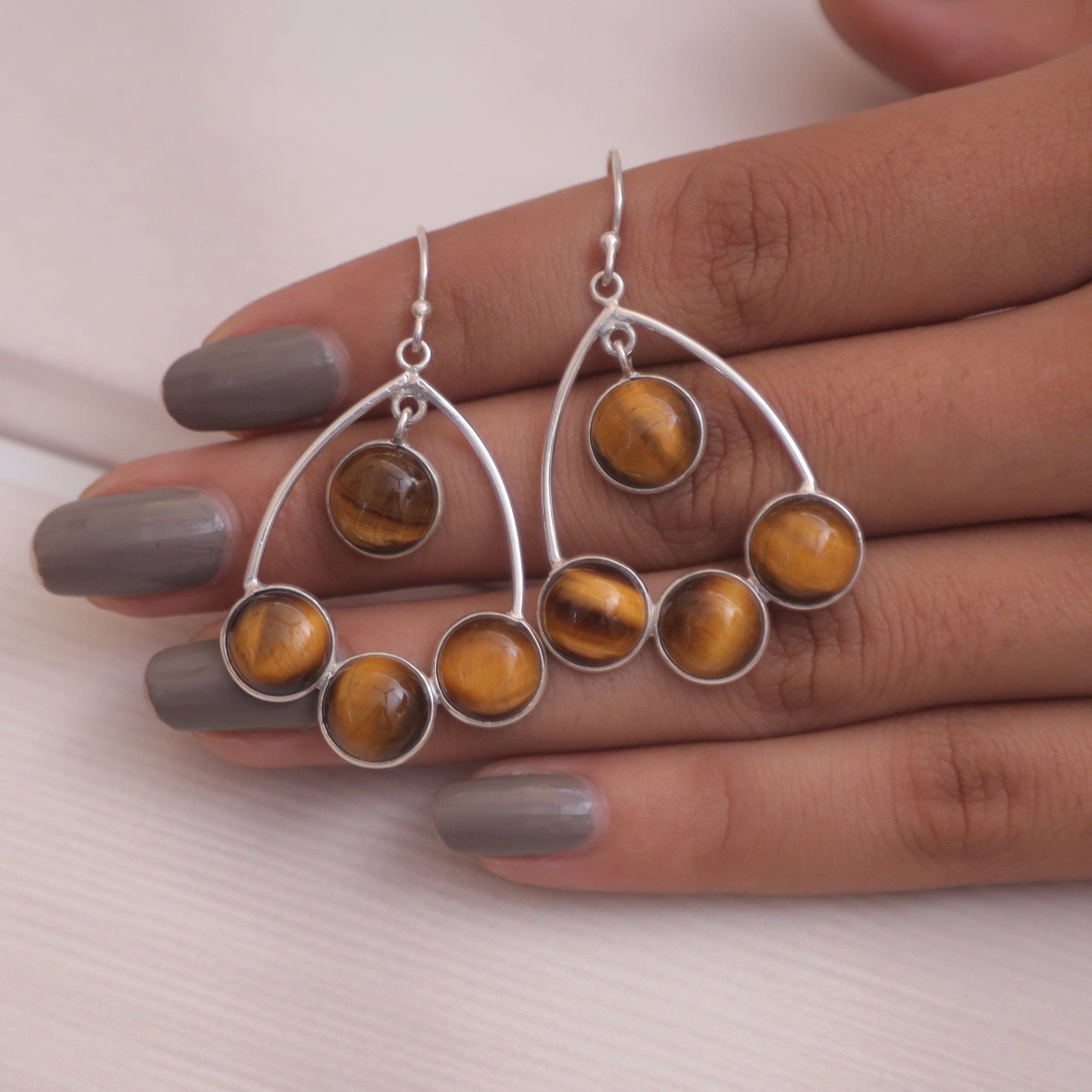 Tiger Eye Sterling Silver Earrings