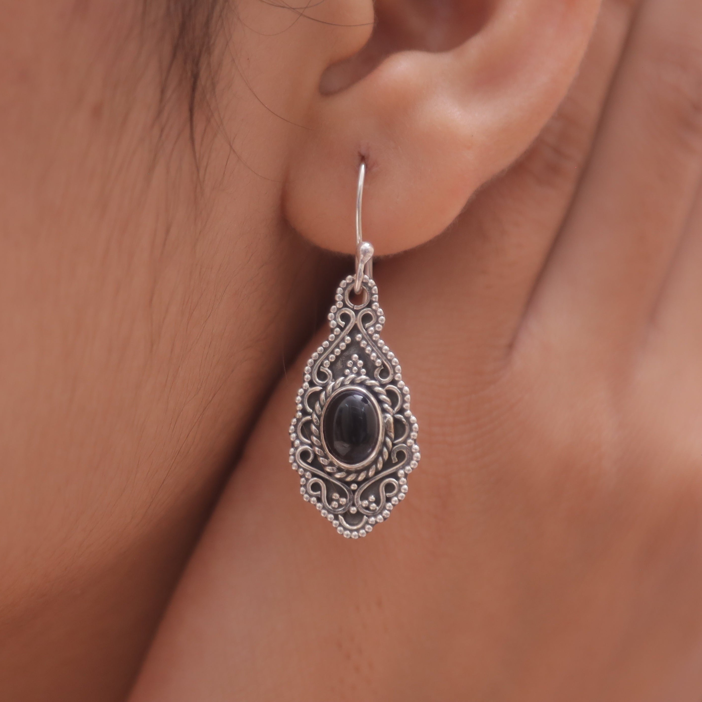Black Onyx Sterling Silver Earrings