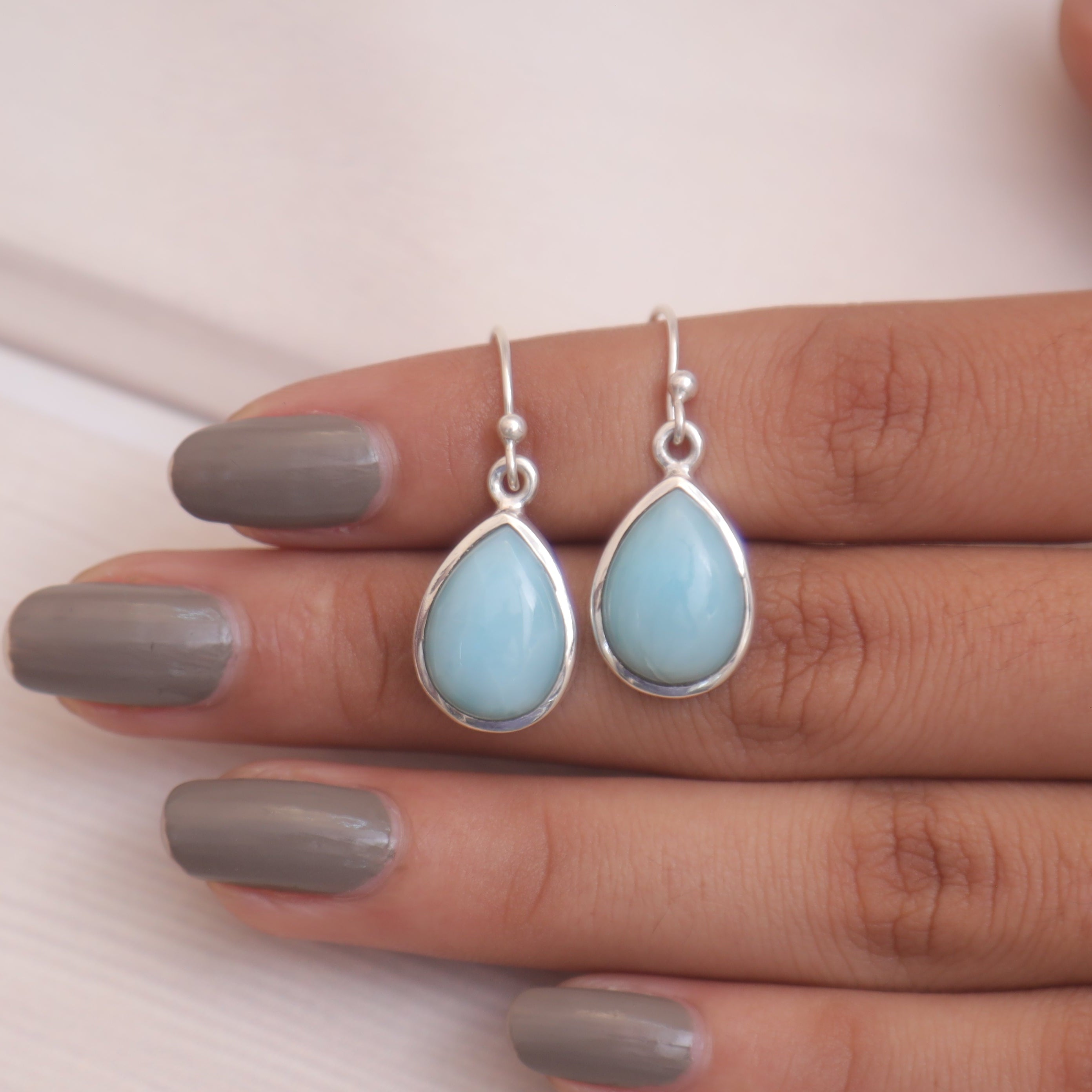 Larimar Sterling Silver Earrings