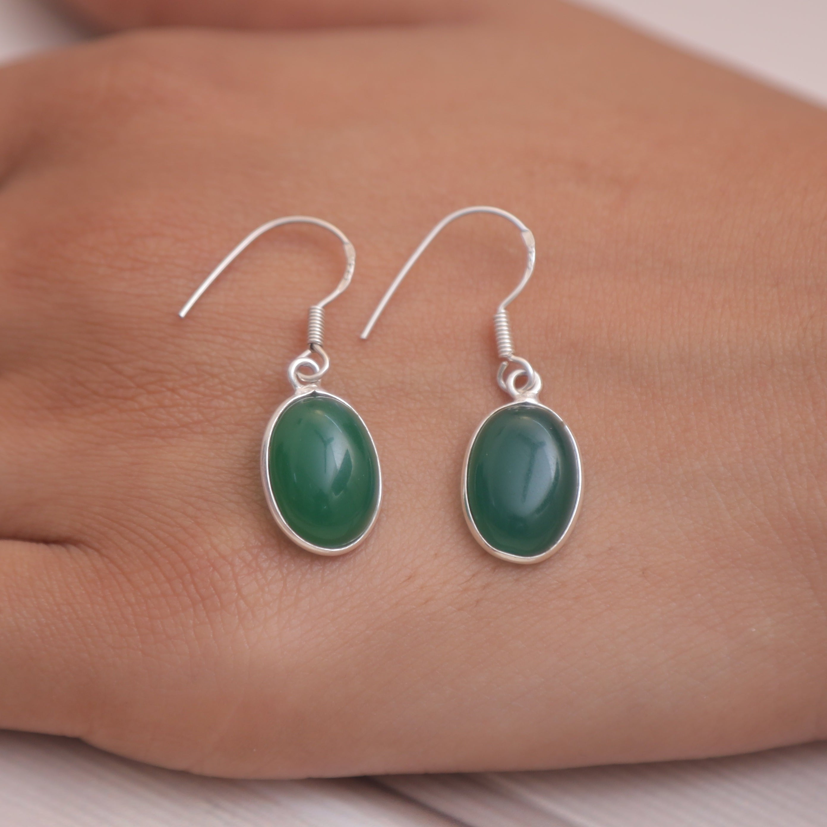 Green Onyx Sterling Silver Earrings