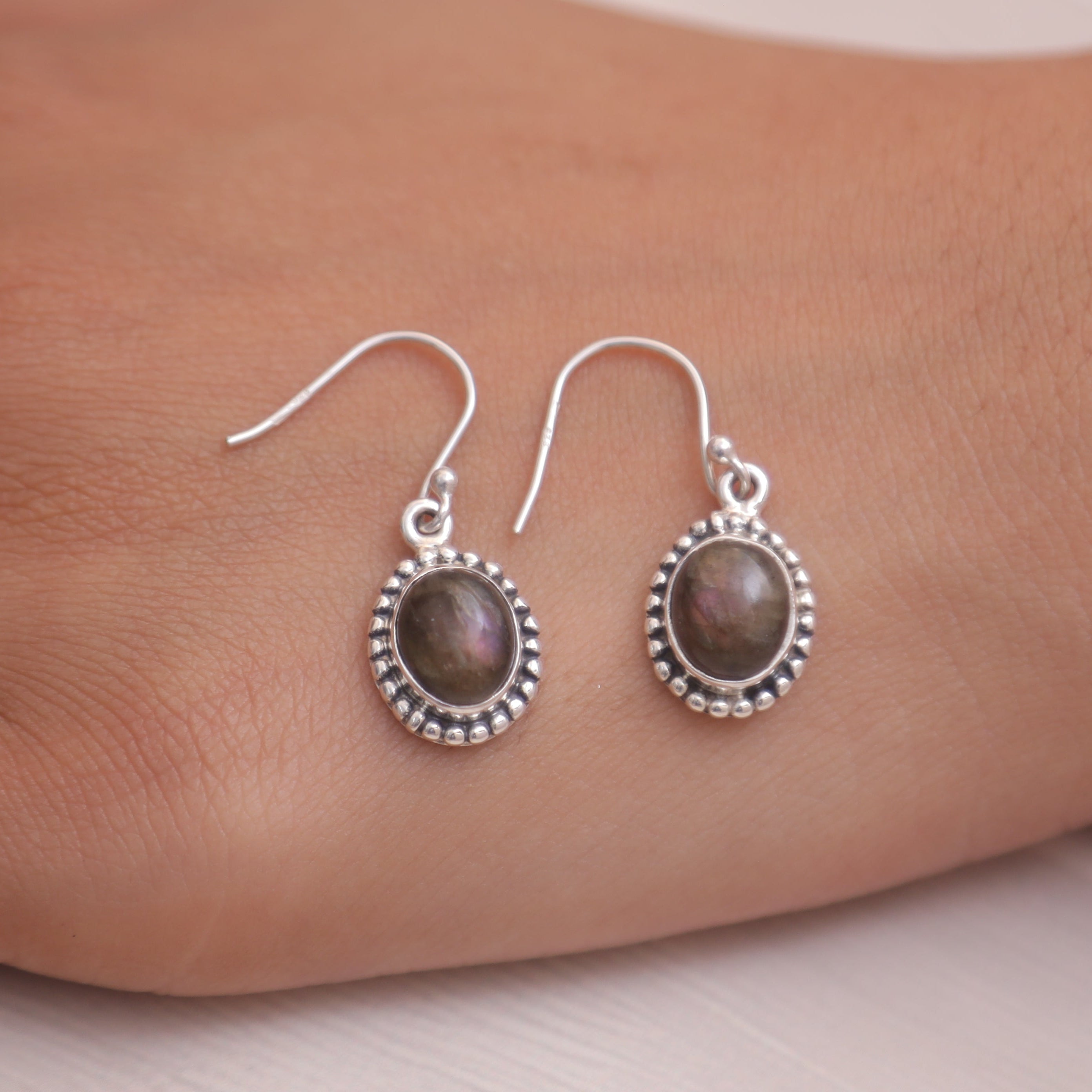 Purple Labradorite Sterling Silver Earrings