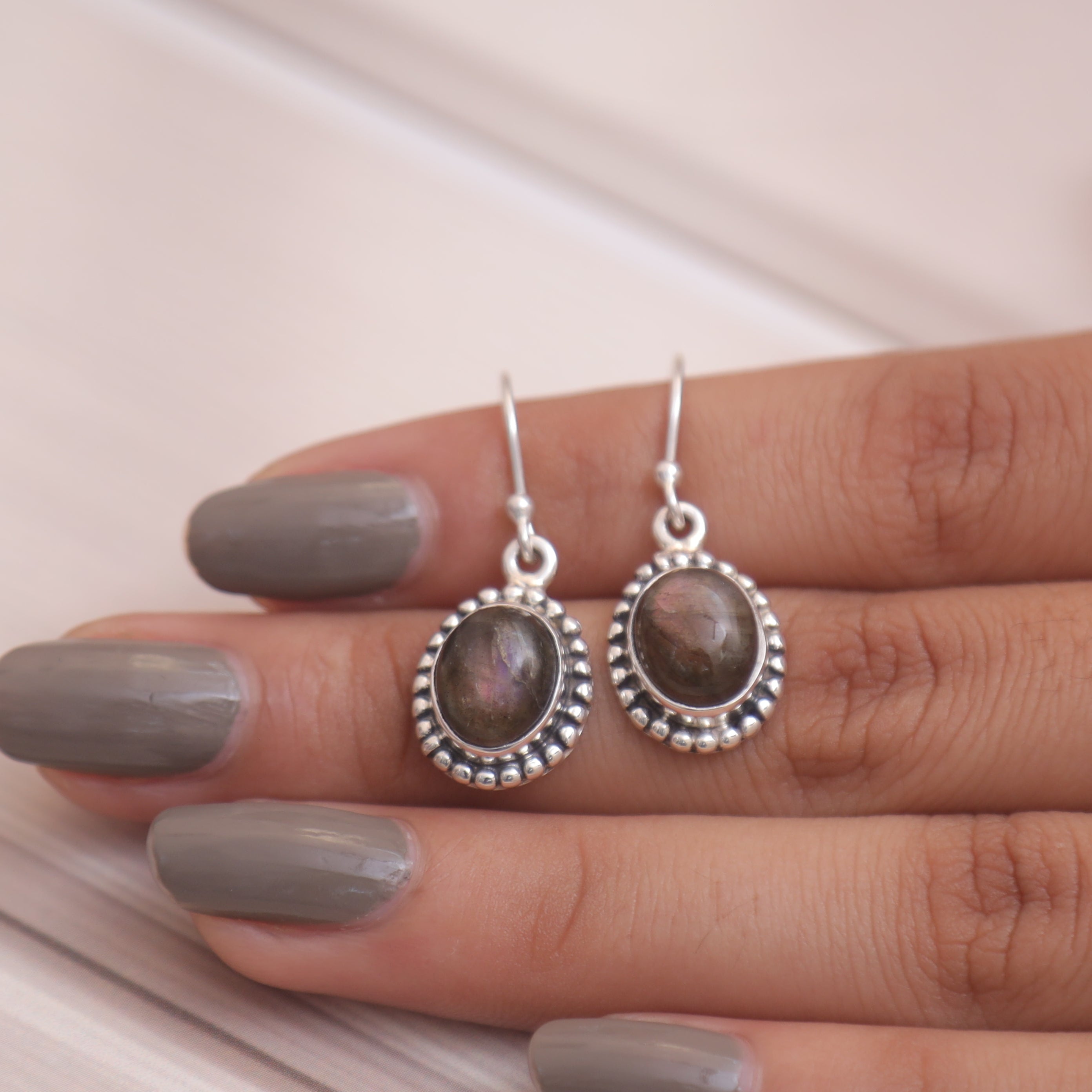 Purple Labradorite Sterling Silver Earrings