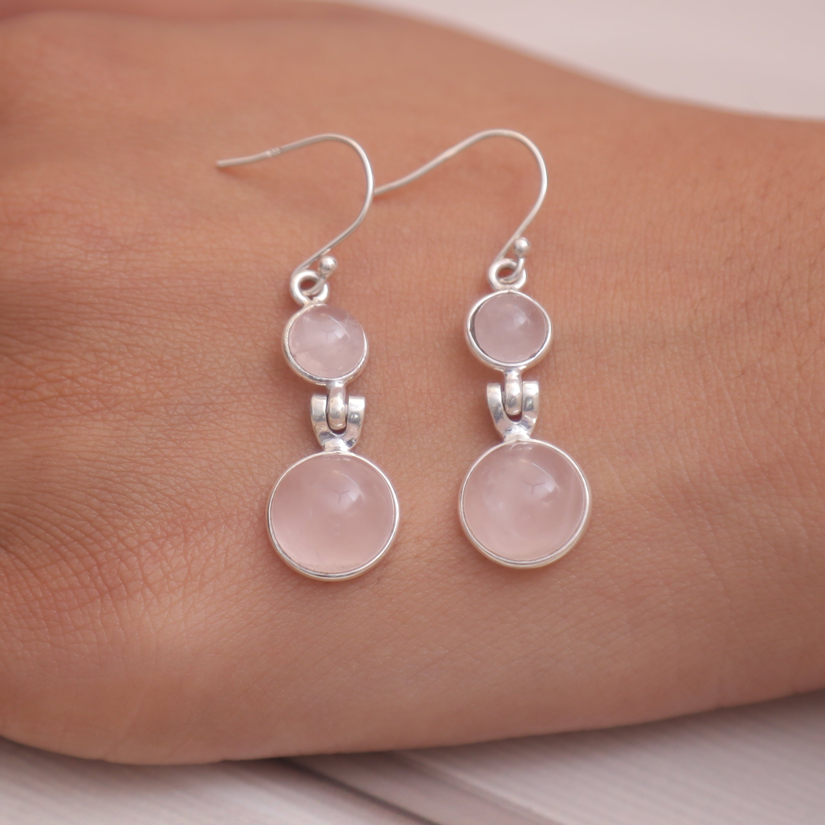 Rose Quartz Sterling Silver Earrings