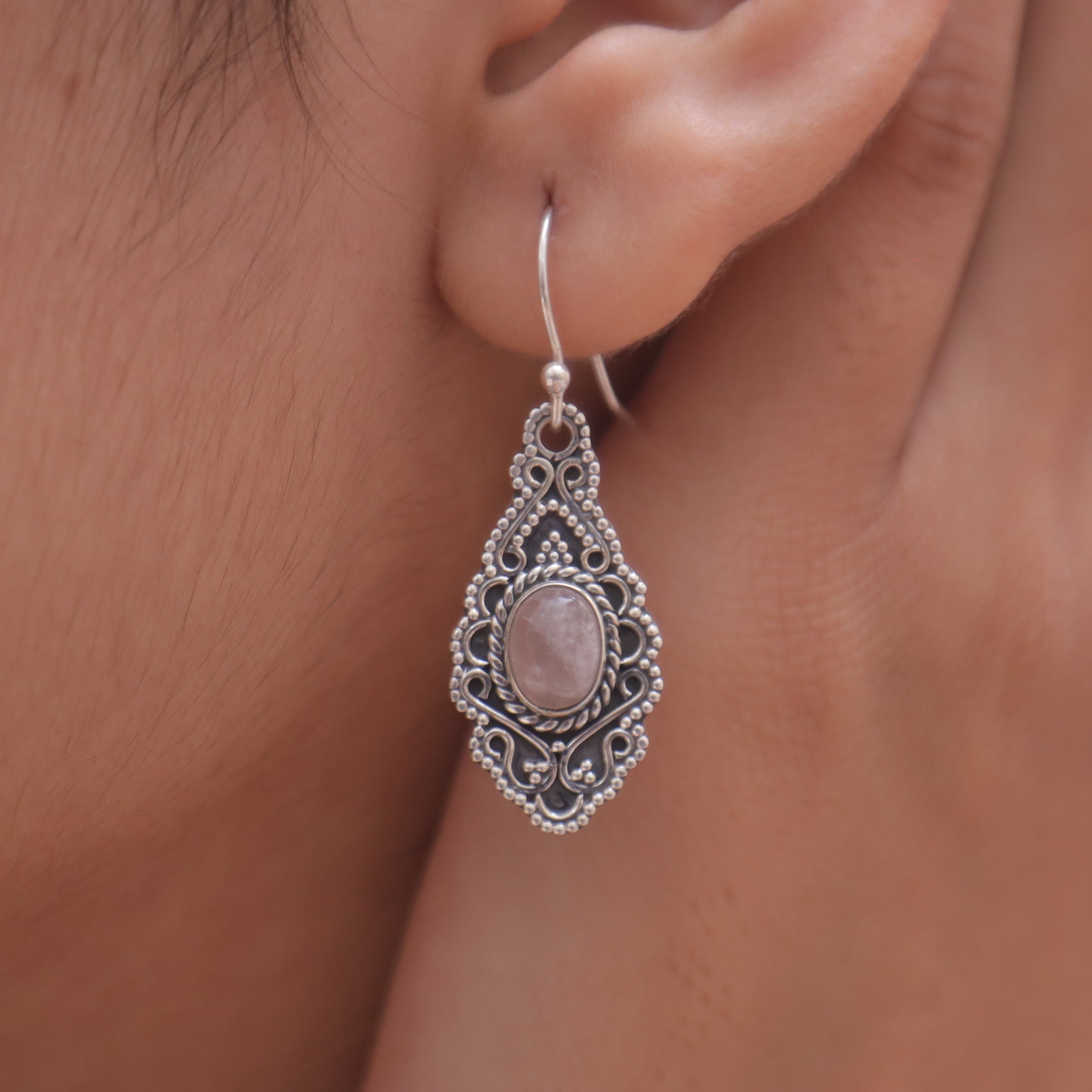 Rose Quartz Sterling Silver Earrings