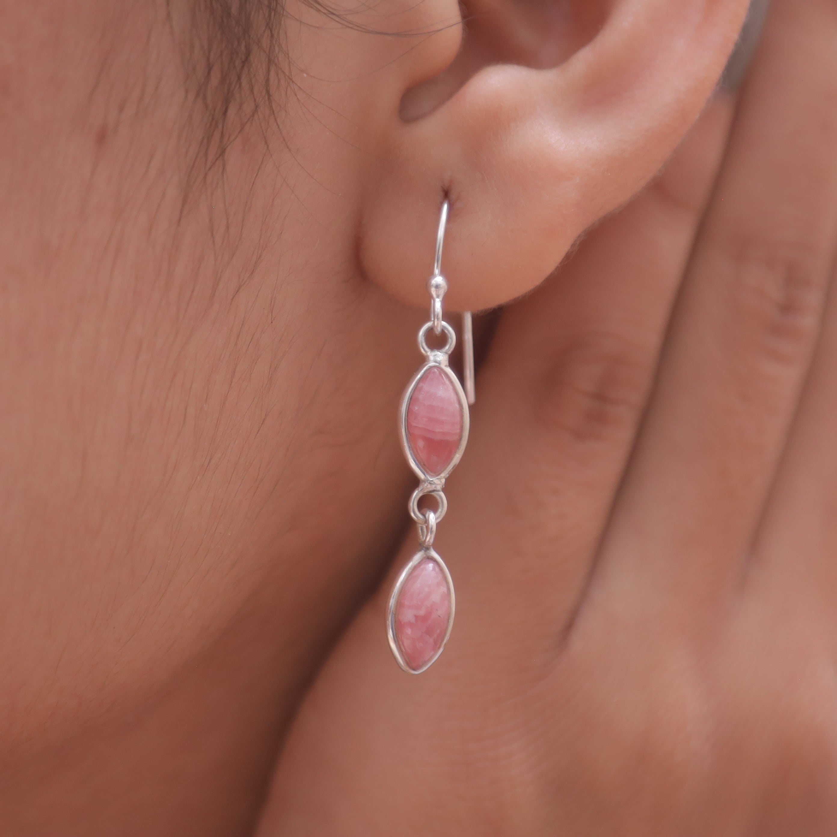 Rhodochrosite Sterling Silver Earrings