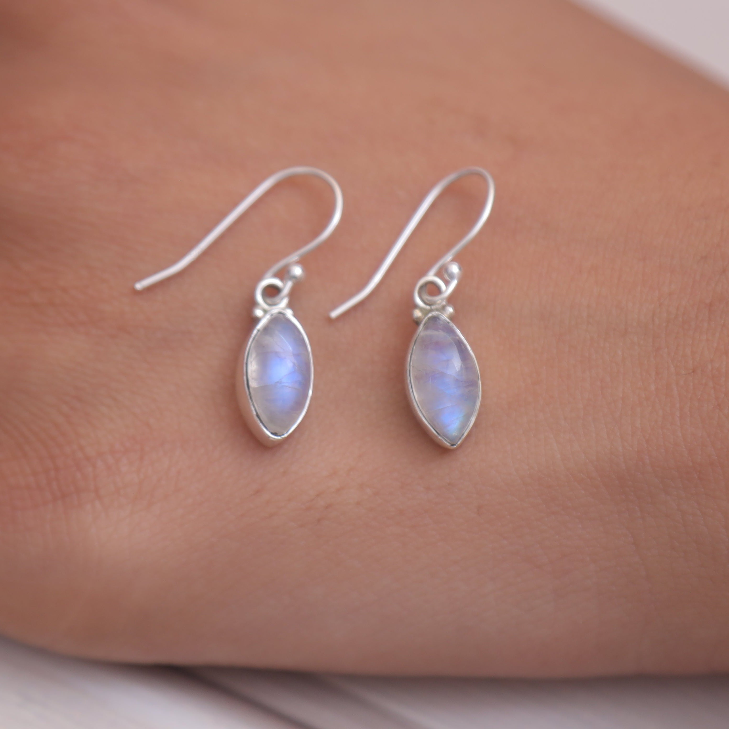 Rainbow Moonstone Sterling Silver Earrings