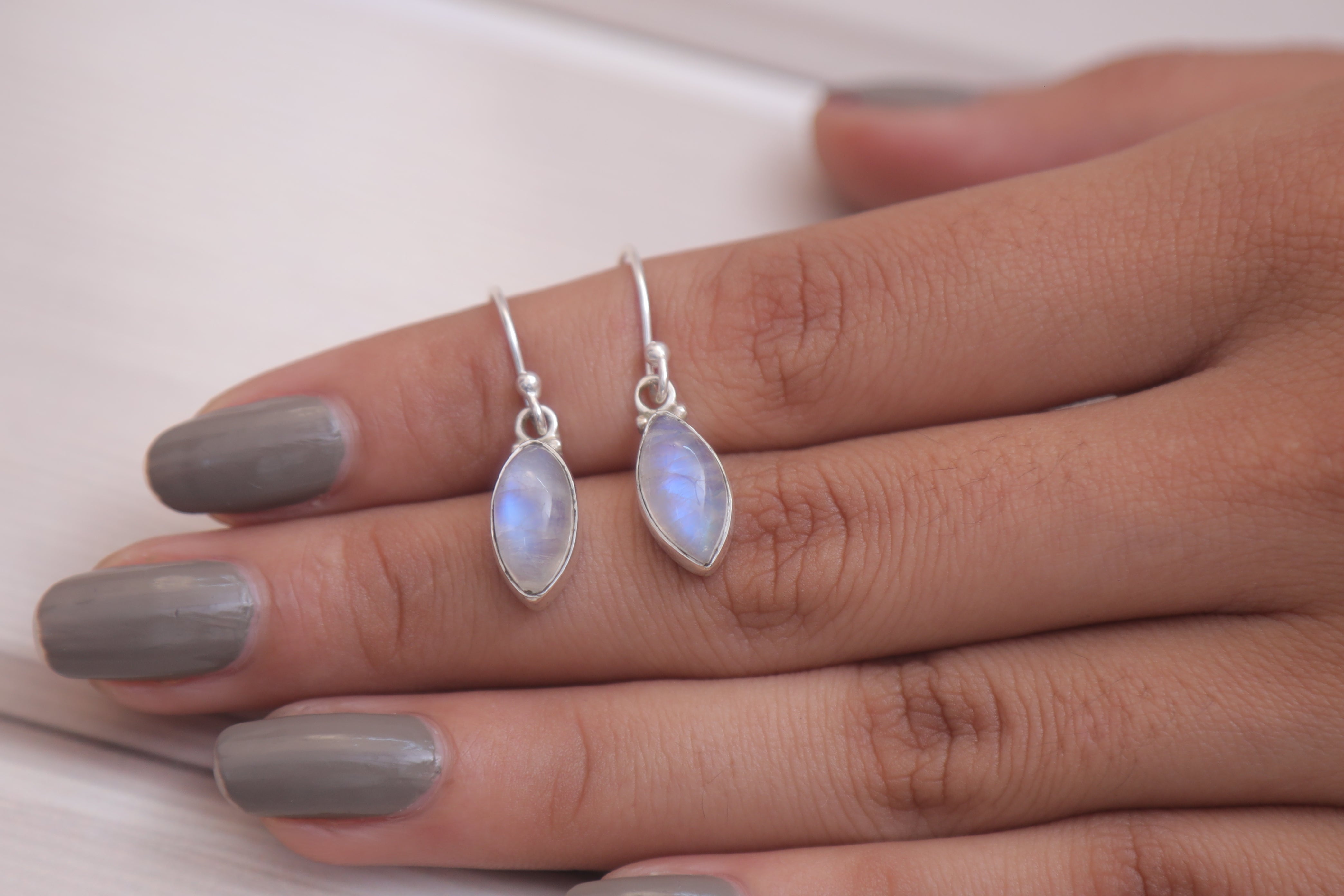Rainbow Moonstone Sterling Silver Earrings