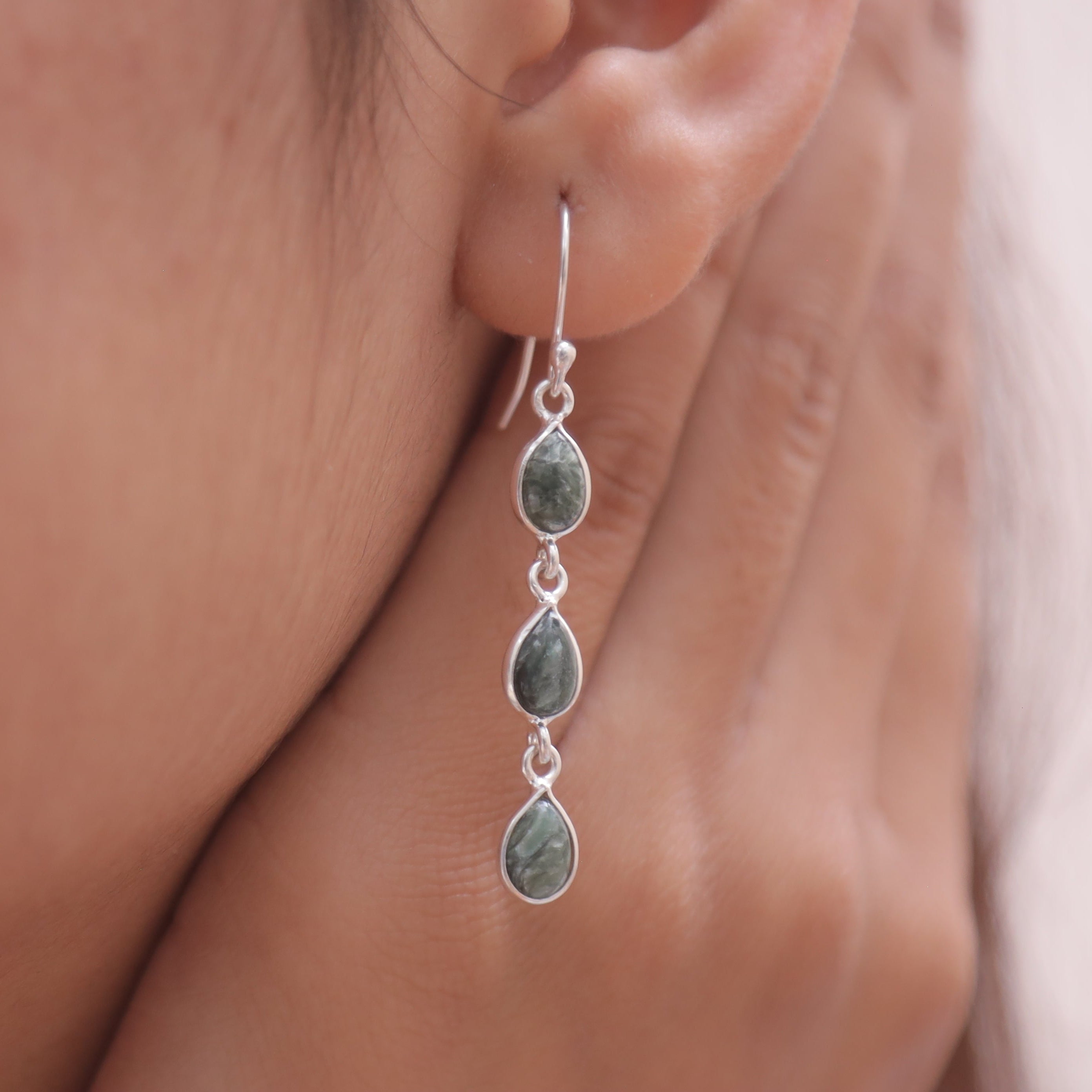 Seraphinite Sterling Silver Earrings
