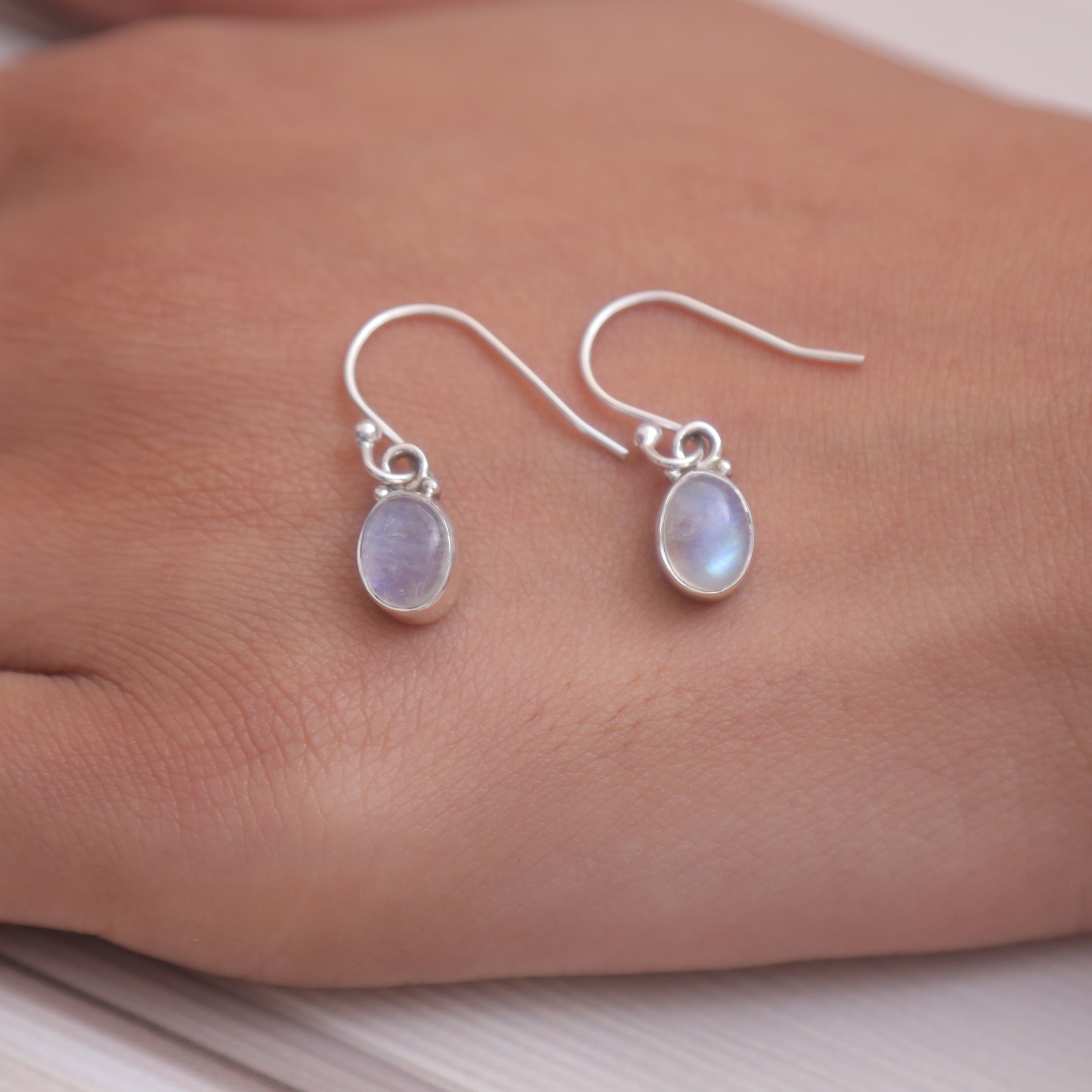 Rainbow Moonstone Sterling Silver Earrings