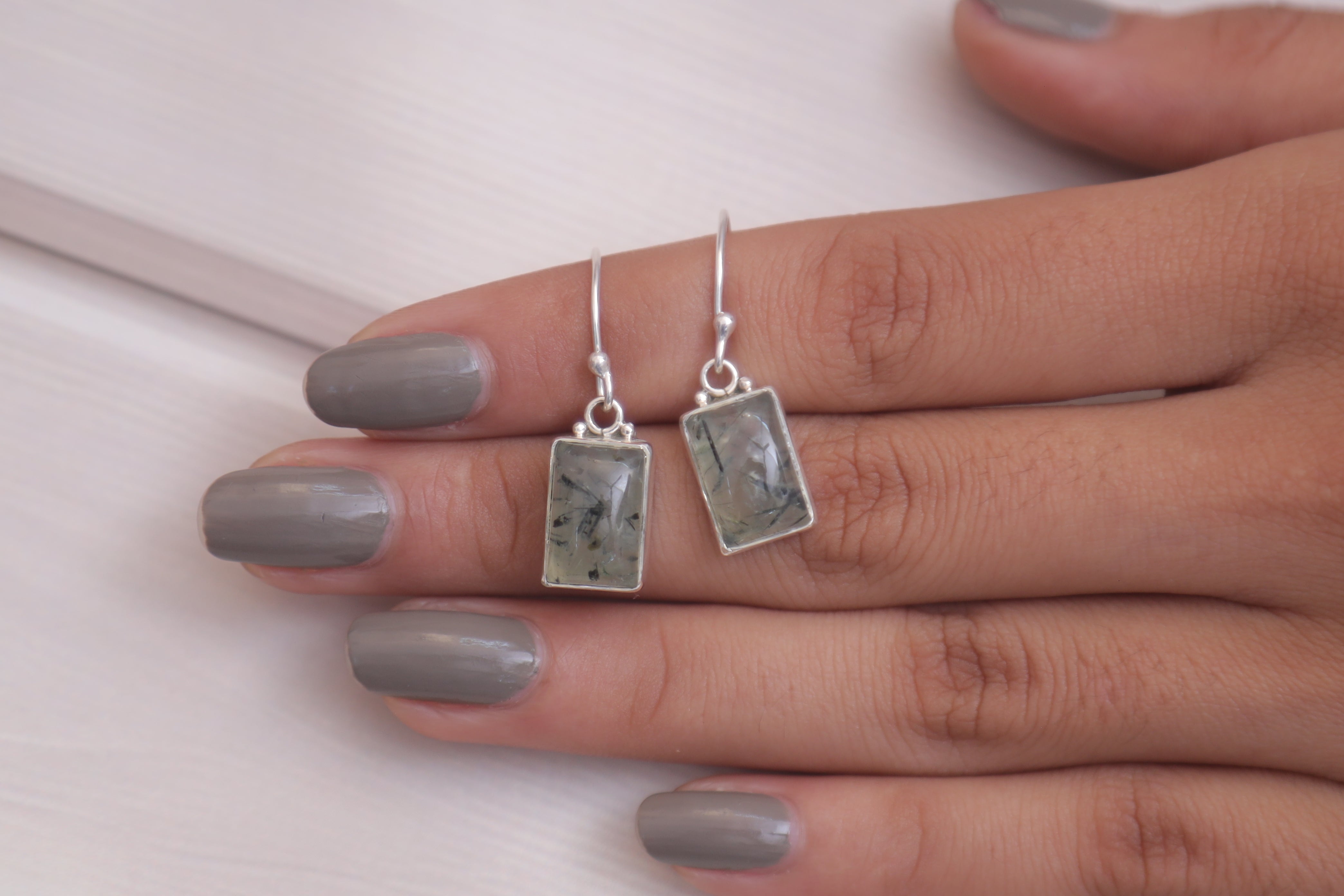 Prehnite Sterling Silver Earrings