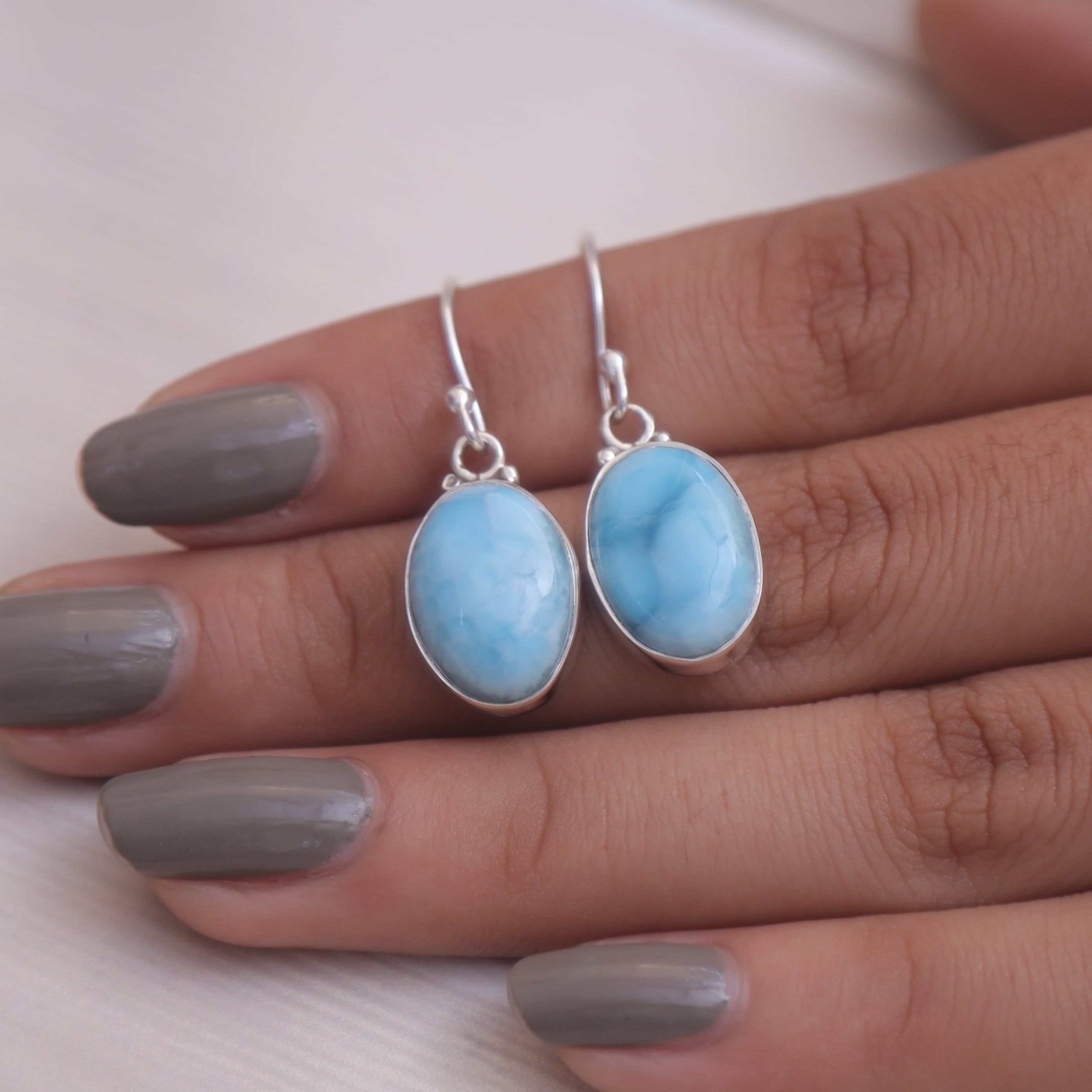 Larimar Sterling Silver Earrings