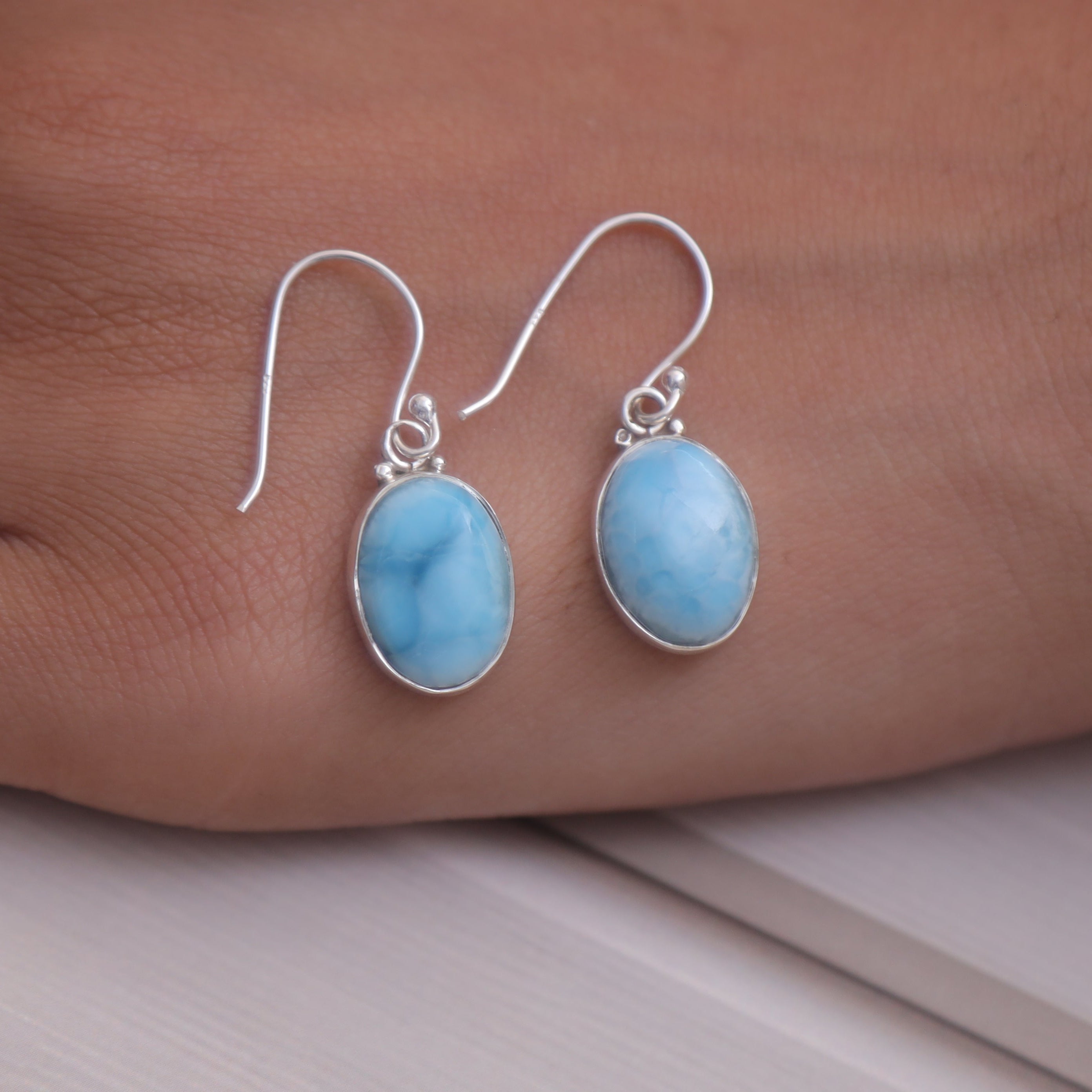 Larimar Sterling Silver Earrings