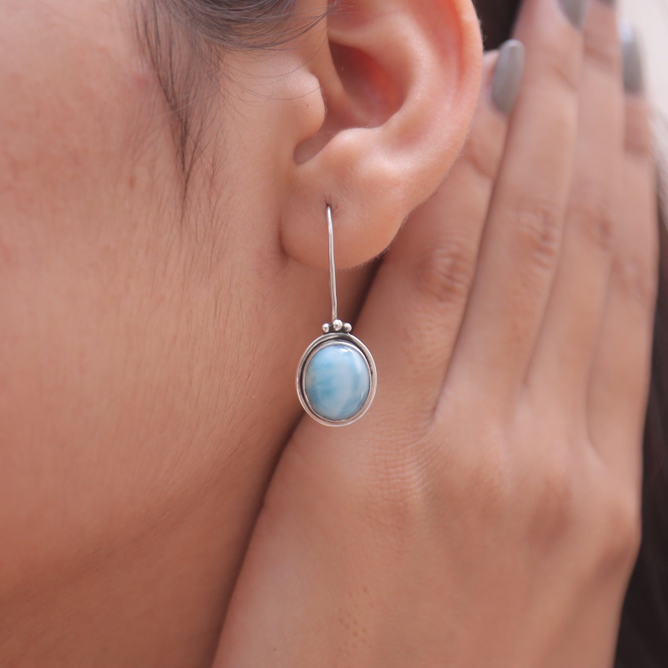 Larimar Sterling Silver Earrings
