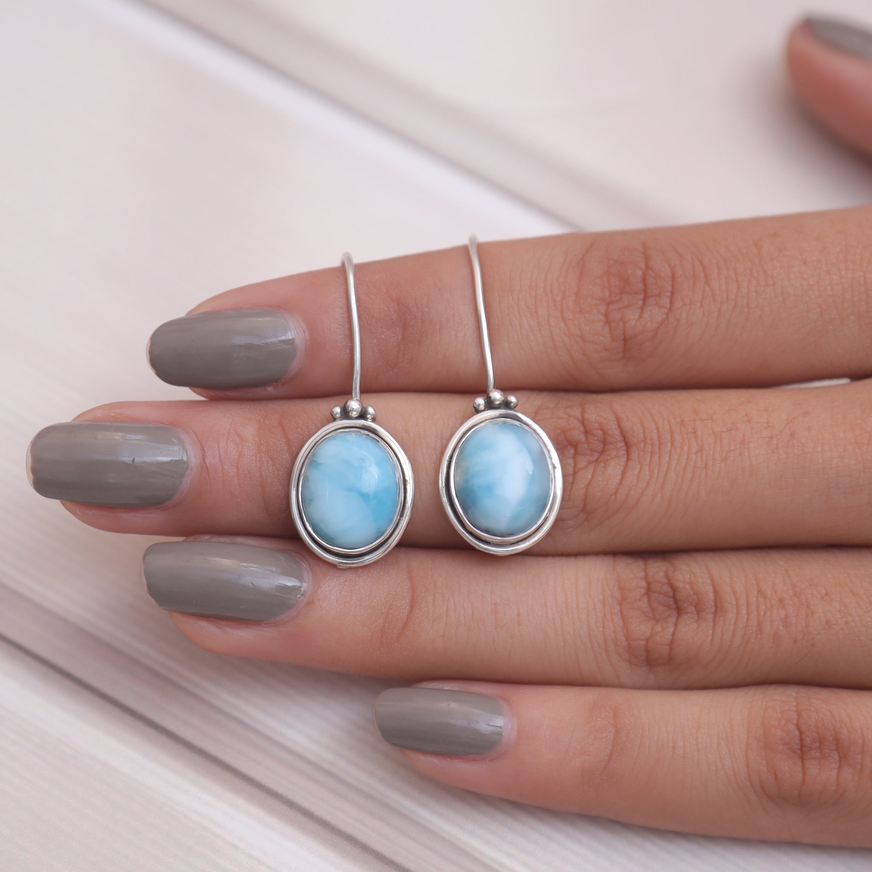 Larimar Sterling Silver Earrings