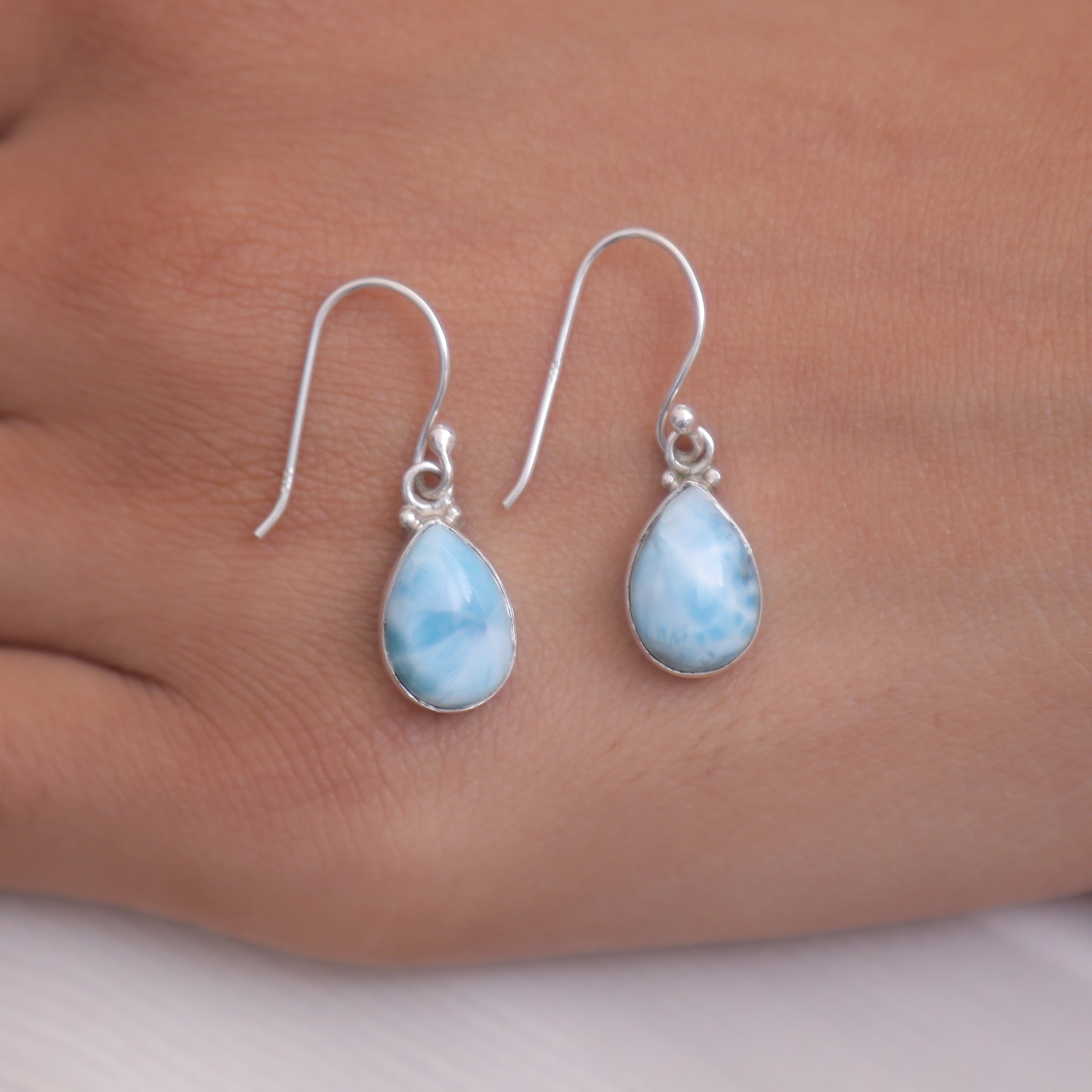Larimar Solid Silver Earrings