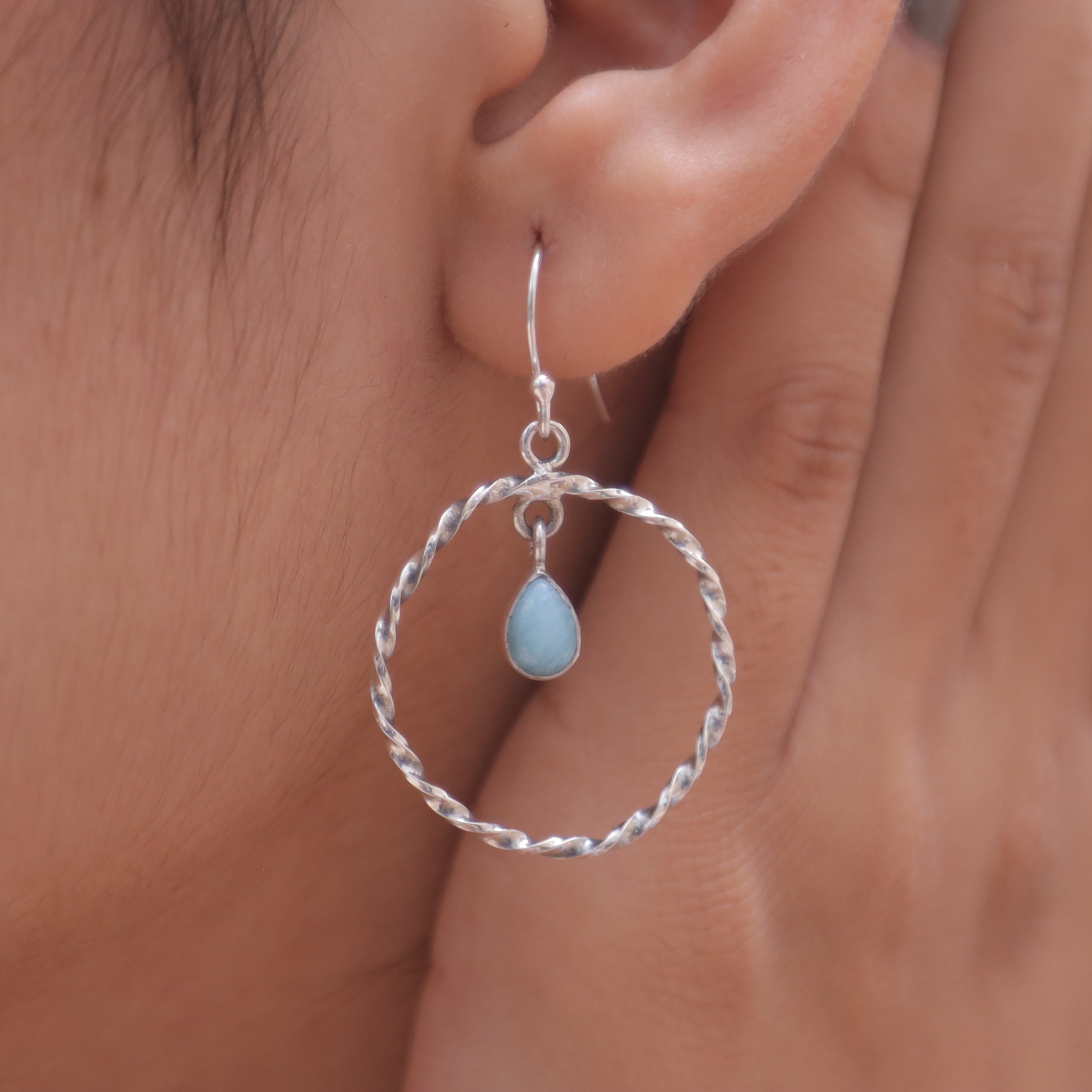Larimar Solid Silver Earrings