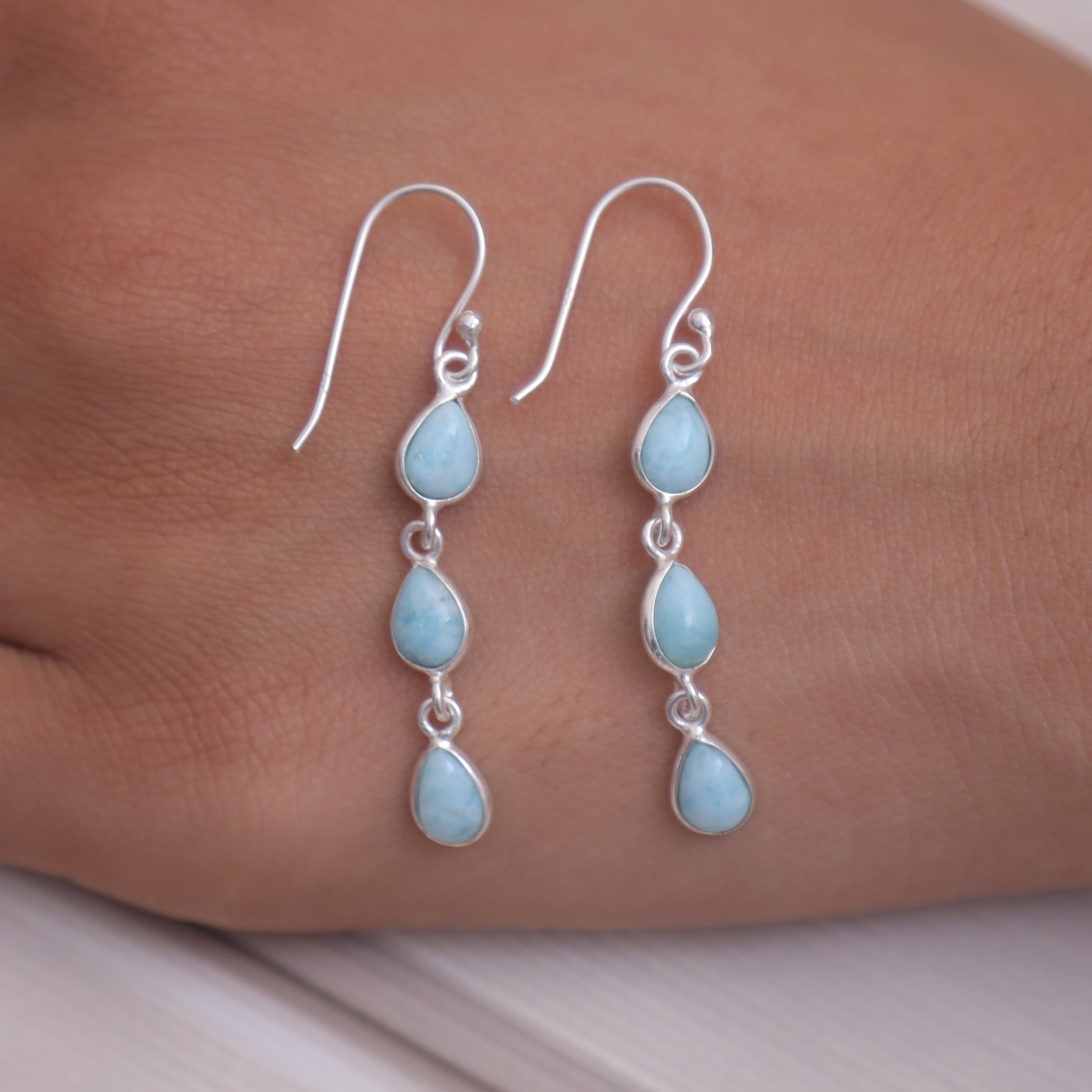 Larimar Sterling Silver Earrings