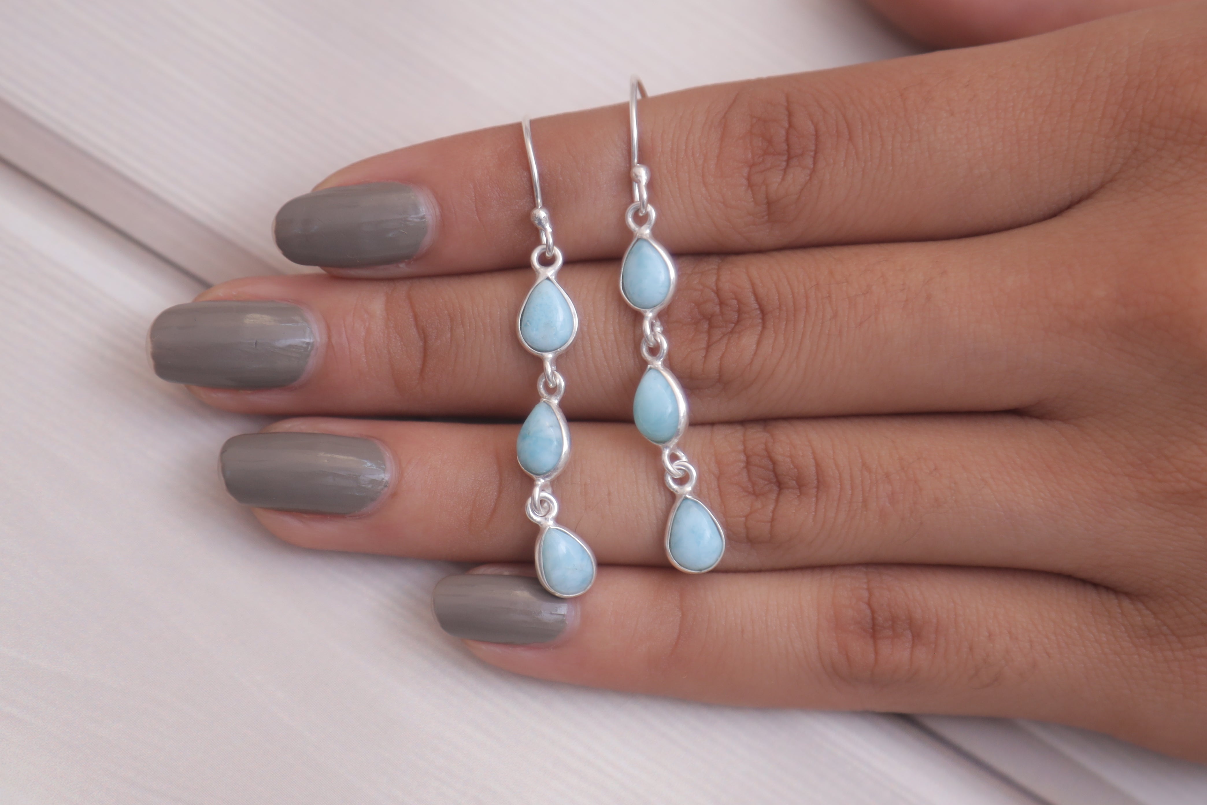 Larimar Sterling Silver Earrings