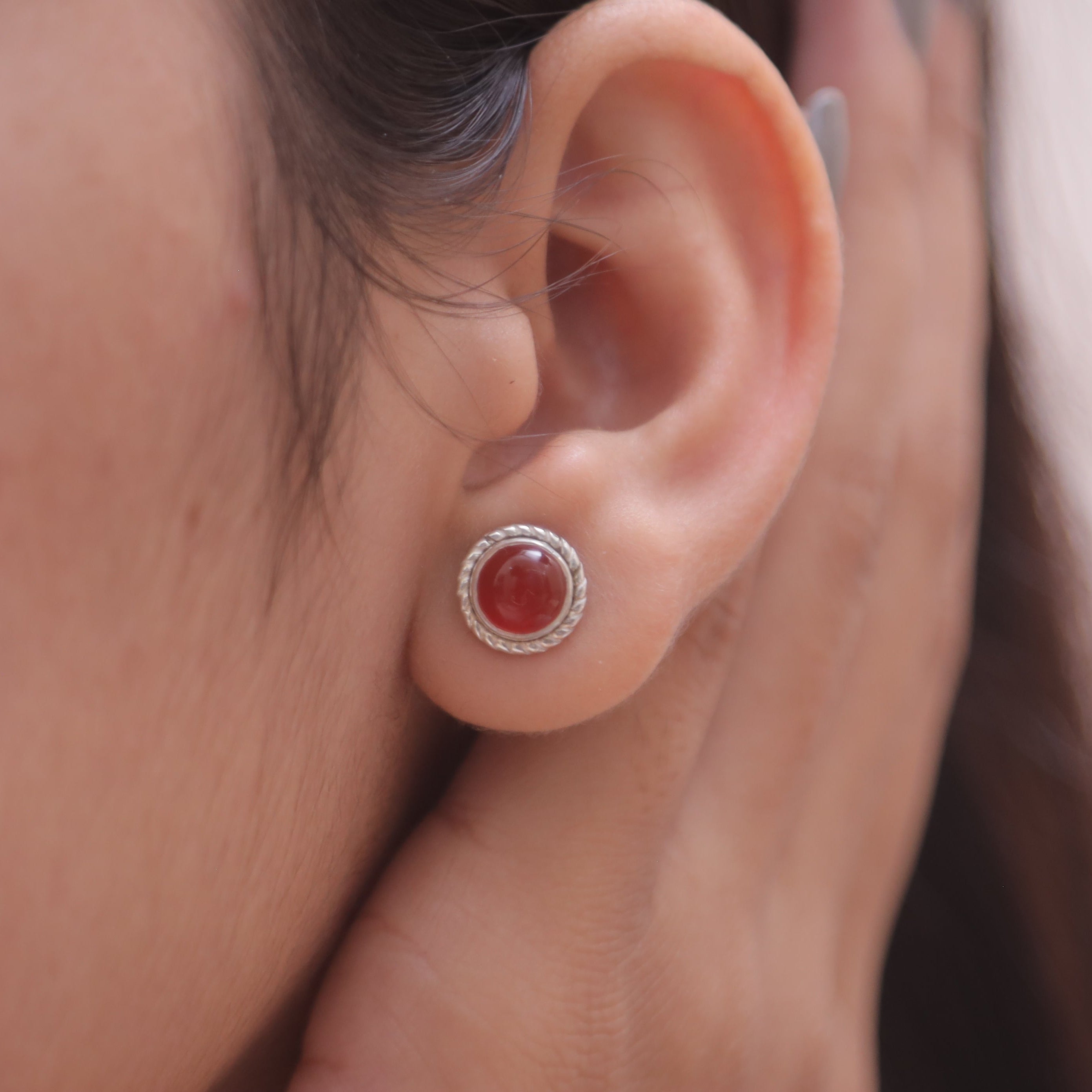 Carnelian Sterling Silver Stud Earrings