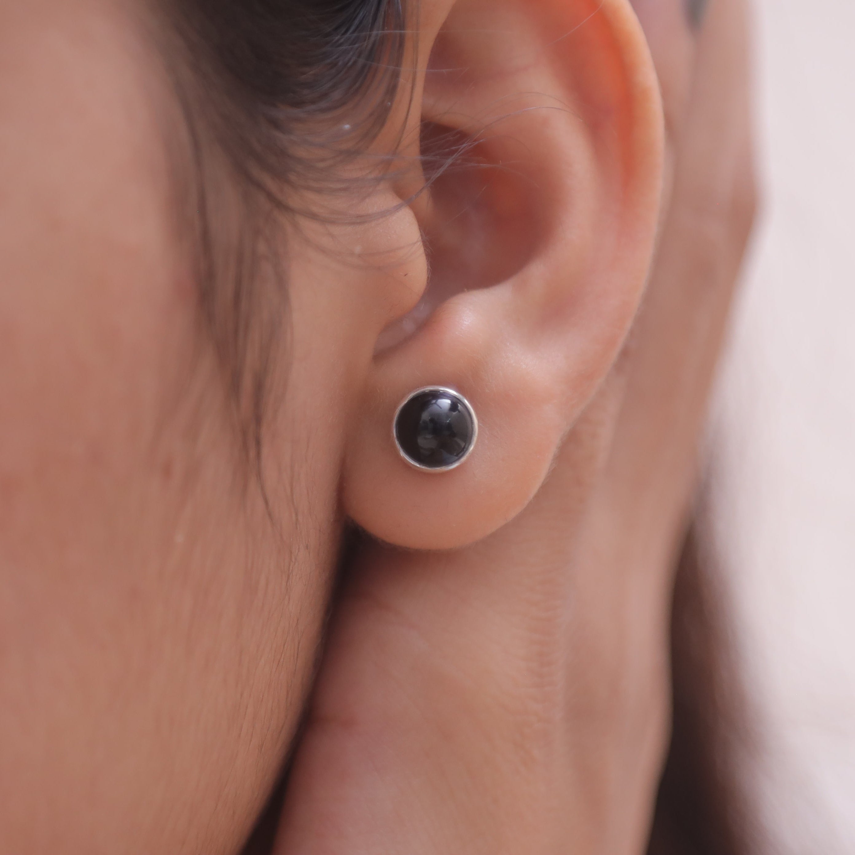 Black Onyx Sterling Silver Stud Earrings