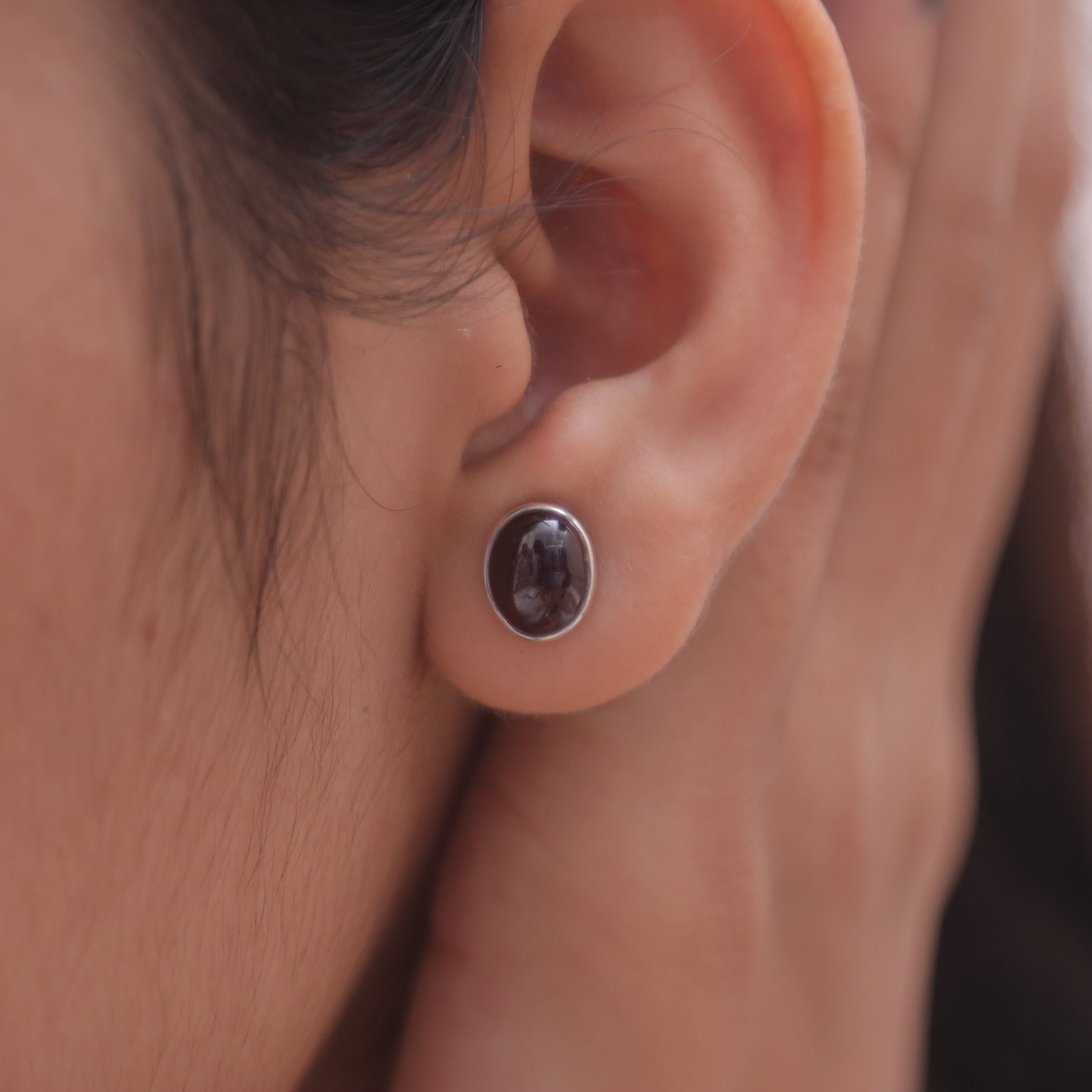 Garnet Sterling Silver Stud Earrings