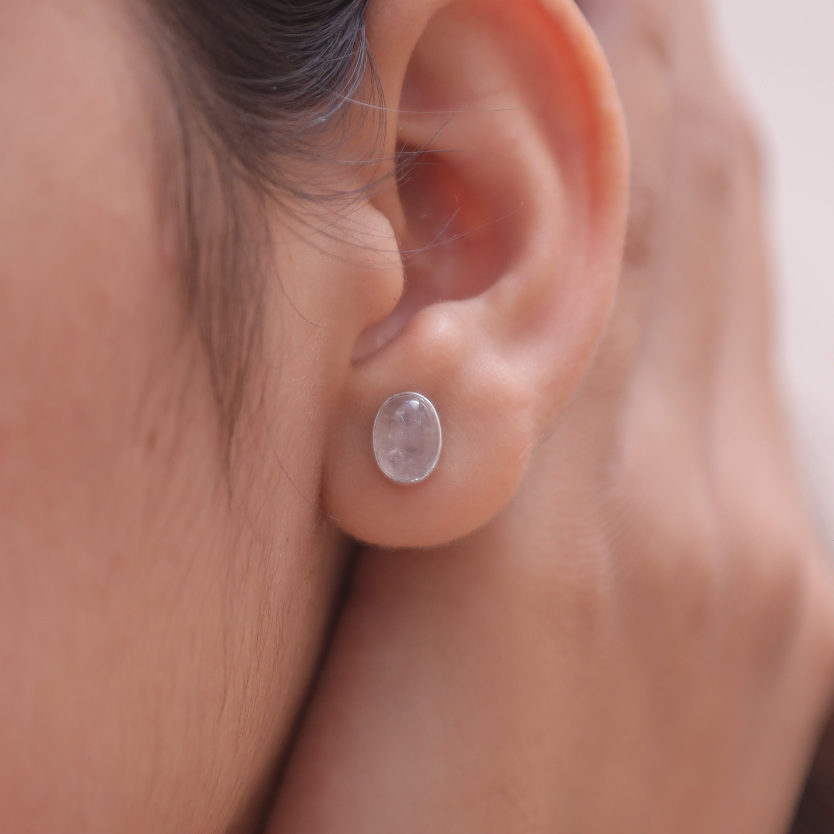 Rose Quartz Sterling Silver Stud Earrings