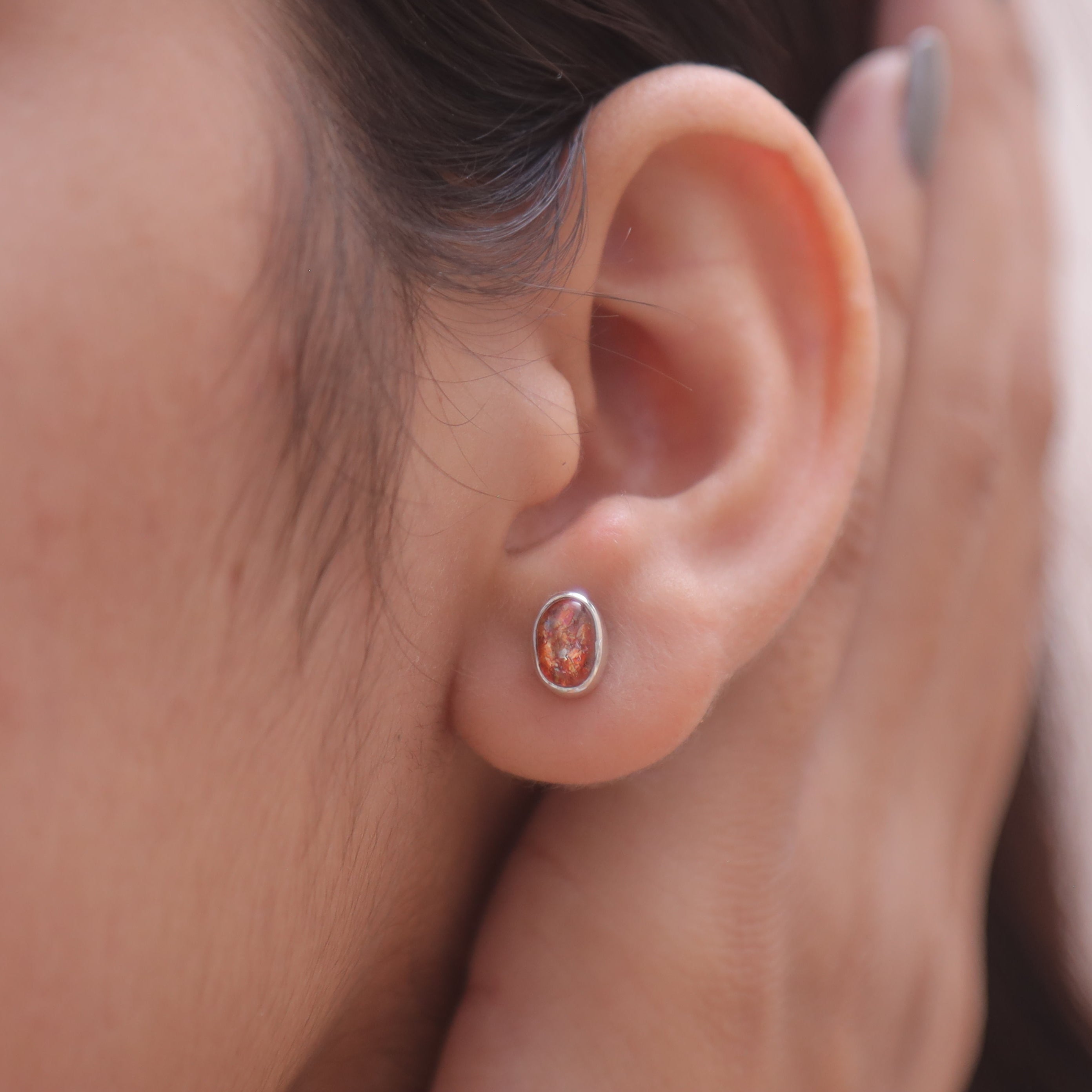 Sunstone Sterling Silver Stud Earrings