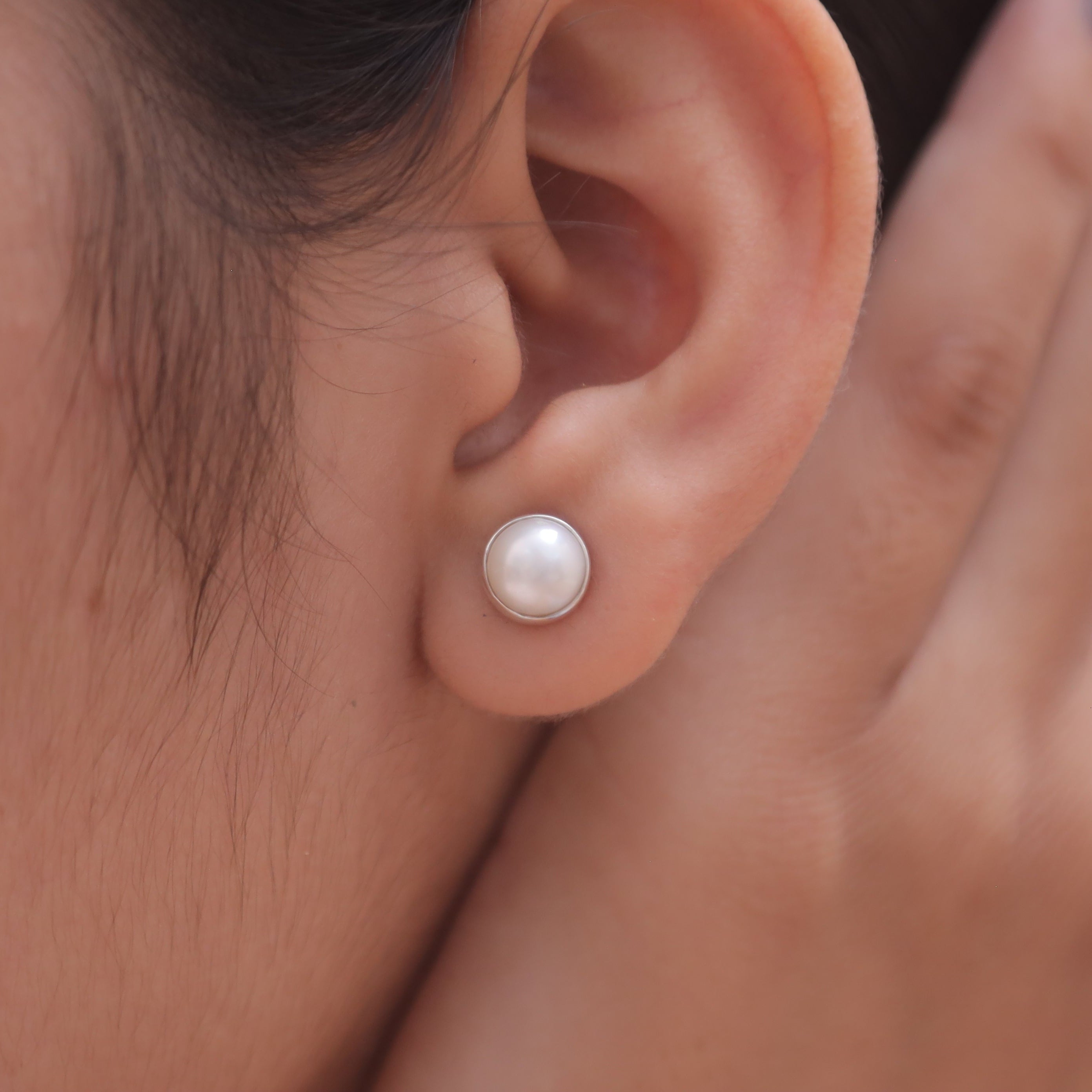 Mother Of Pearl Sterling Silver Stud Earrings
