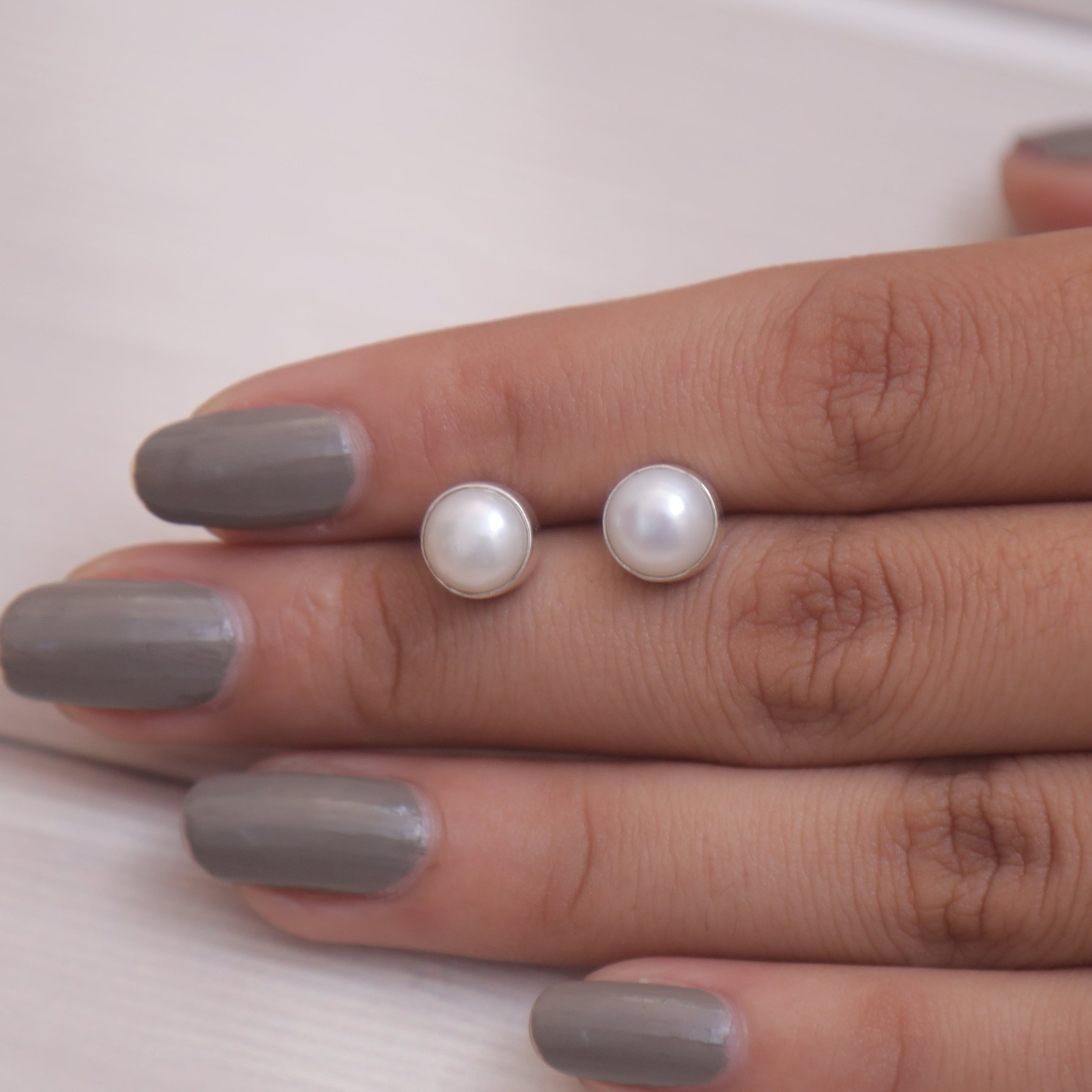 Mother Of Pearl Sterling Silver Stud Earrings