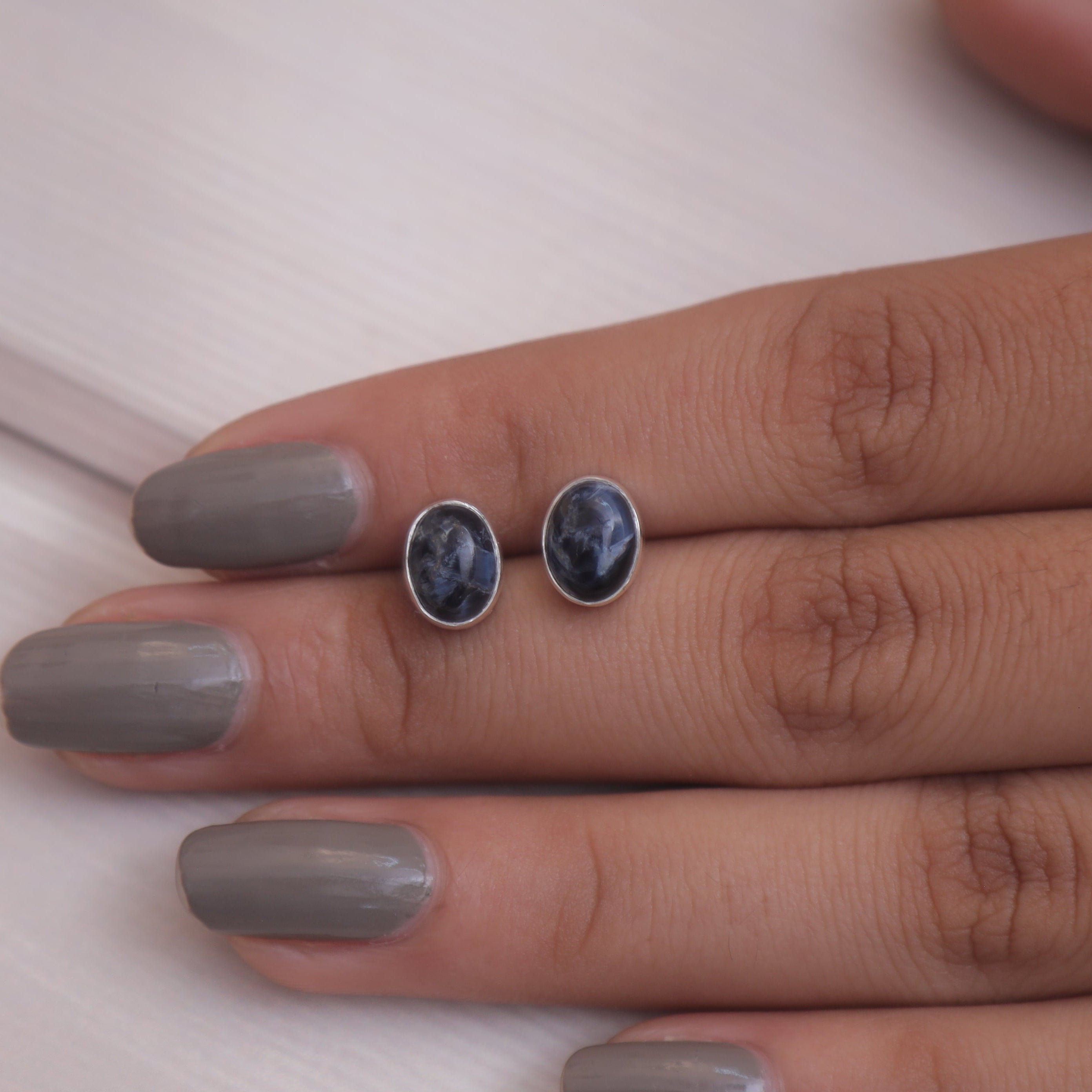 Pietersite Sterling Silver Stud Earrings