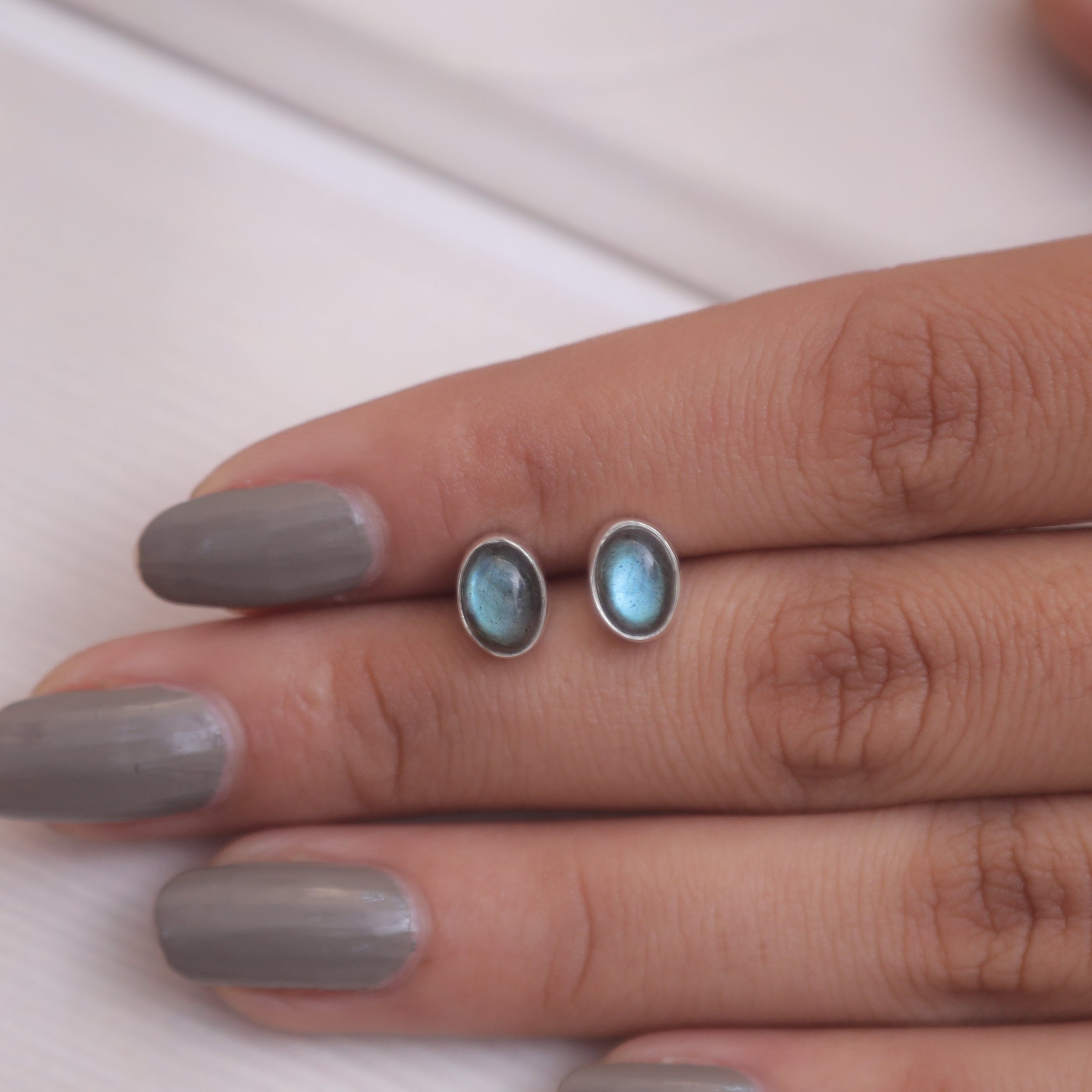 Labradorite  Sterling Silver Stud Earrings