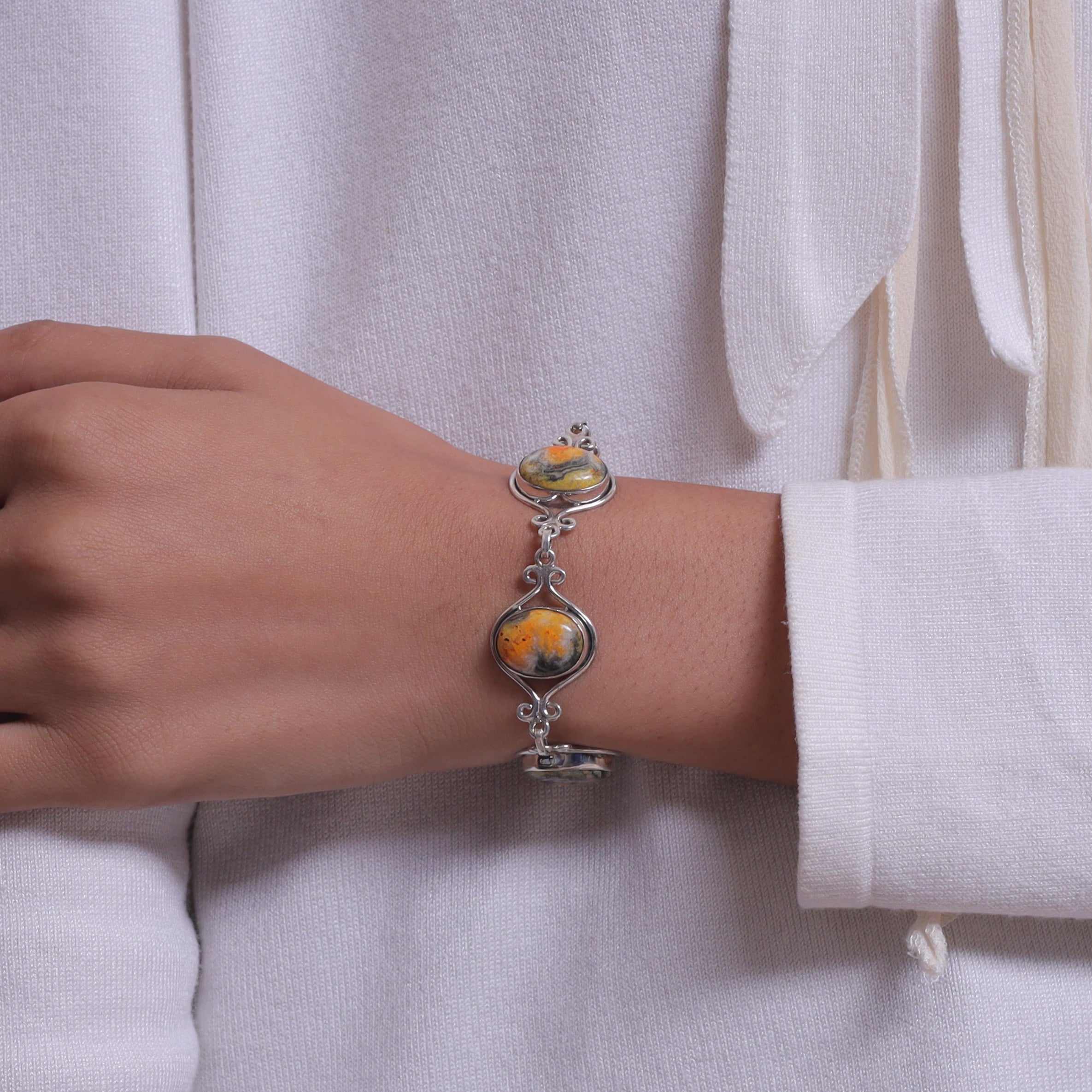 Bumblebee Jasper Sterling Silver Bracelet