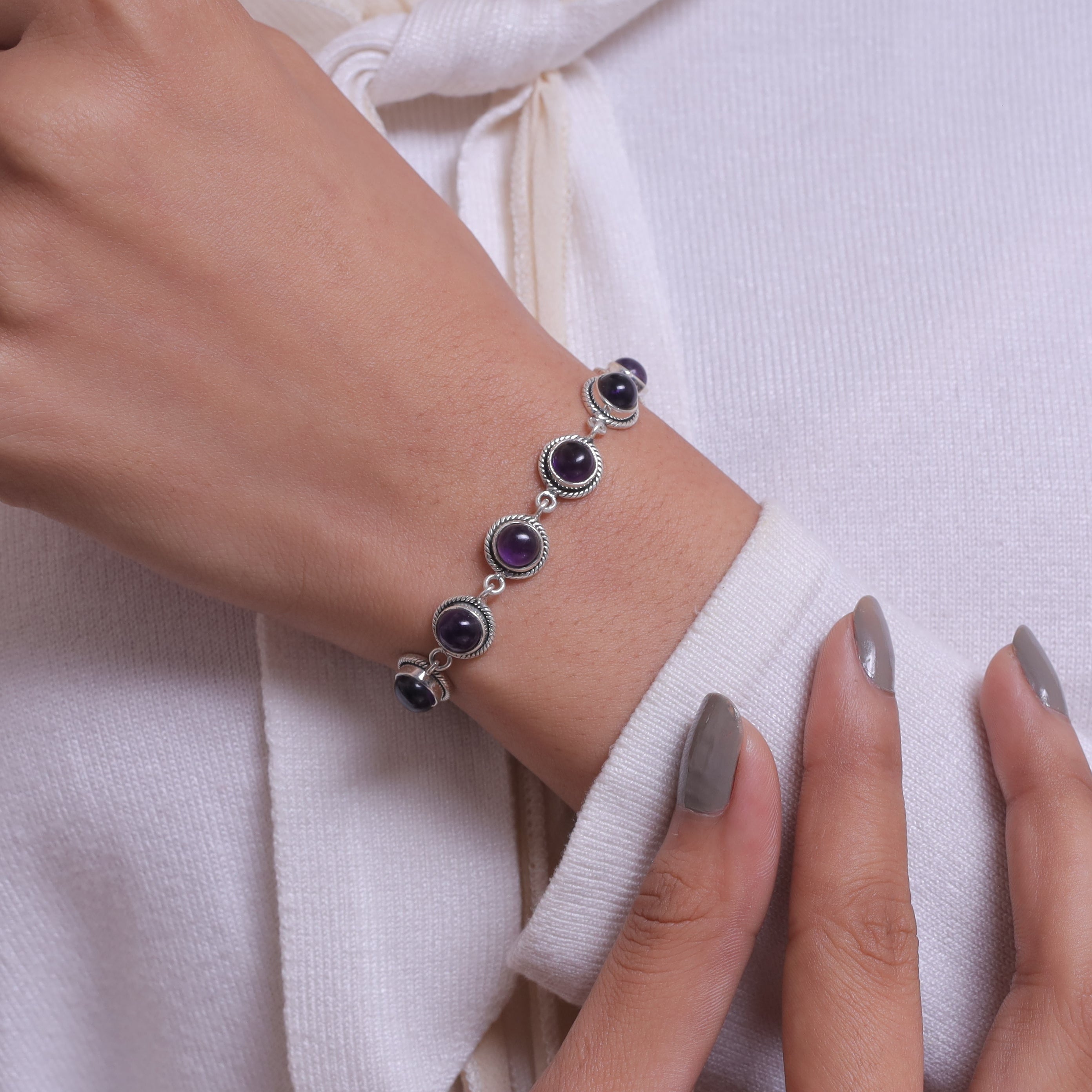 Amethyst Sterling Silver Bracelet