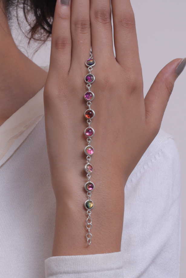 Dichroic Glass Sterling Silver Bracelet