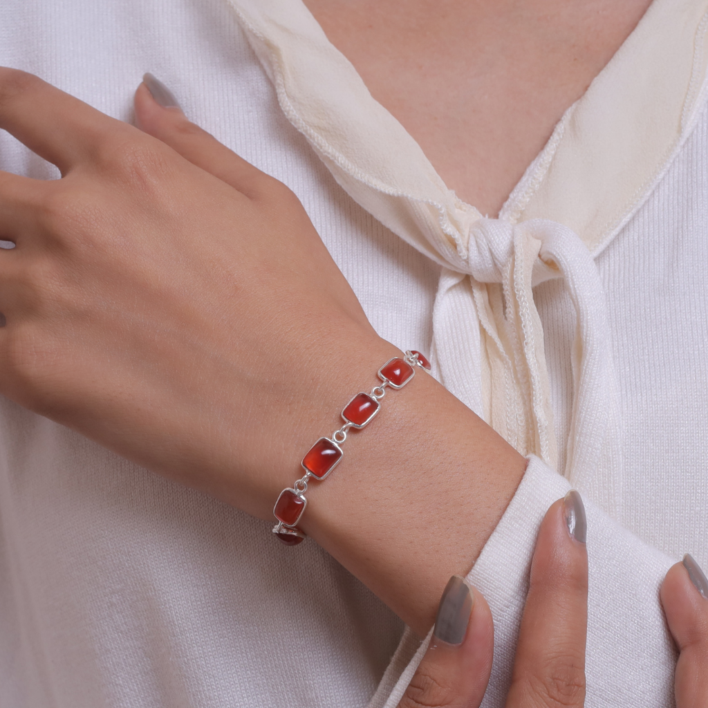 Carnelian Sterling Silver Bracelet