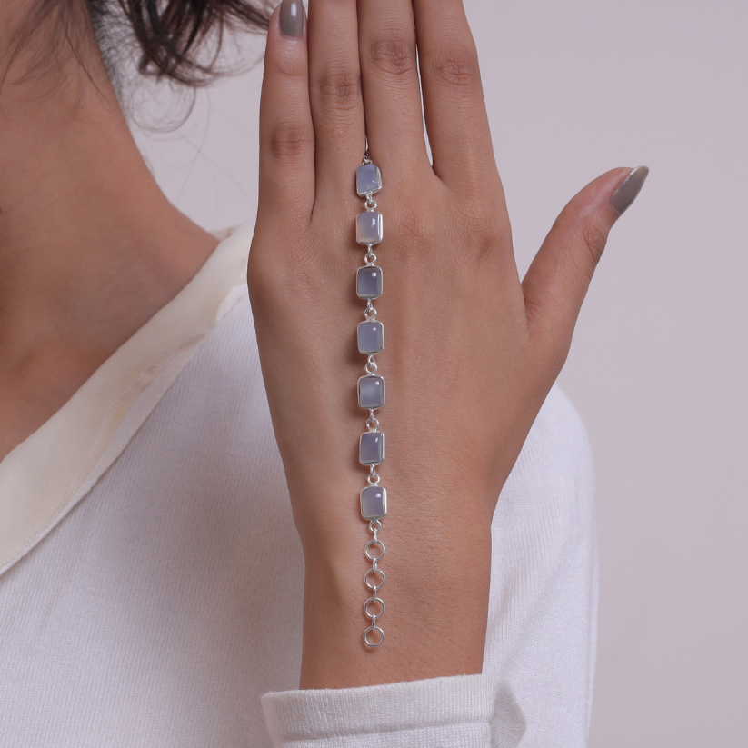 Chalcedony Sterling Silver Bracelet