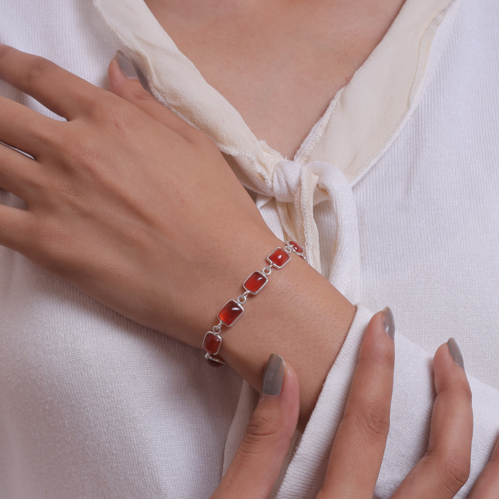 Carnelian Sterling Silver Bracelet