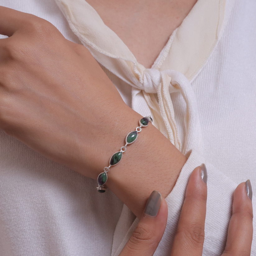 Ruby Zoisite Sterling Silver Bracelet