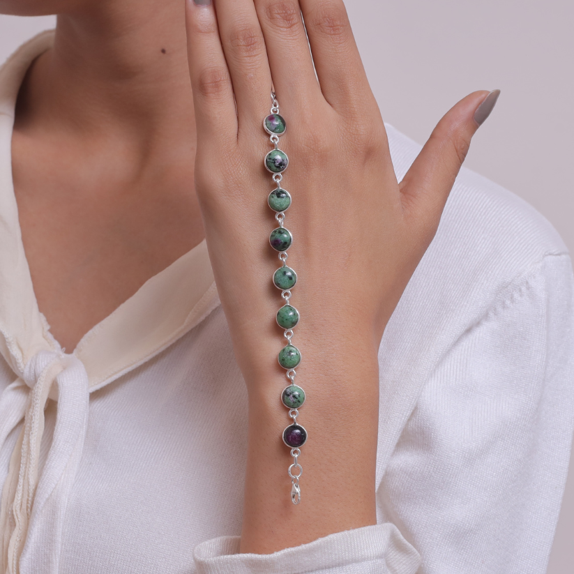 Ruby Zoisite Sterling Silver Bracelet