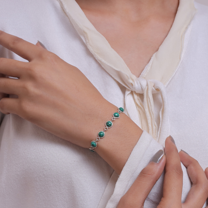 Malachite Sterling Silver Bracelet