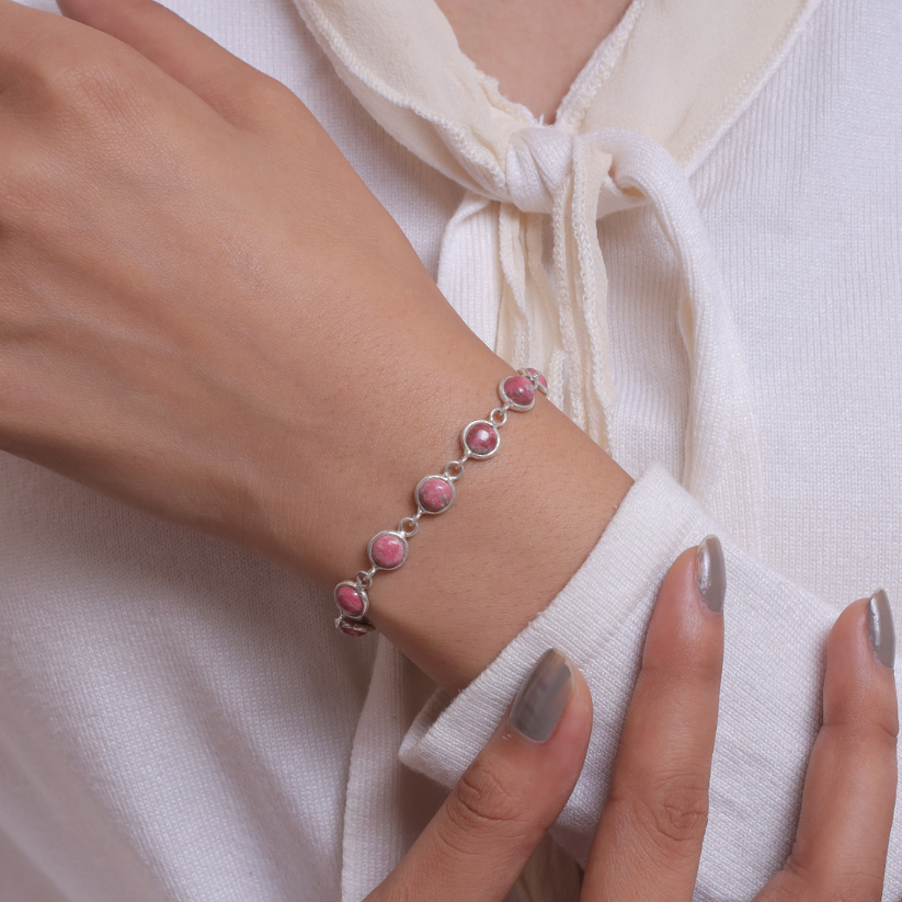 Thulite Sterling Silver Bracelet