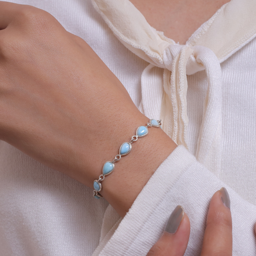 Dominican Larimar Sterling Silver Bracelet